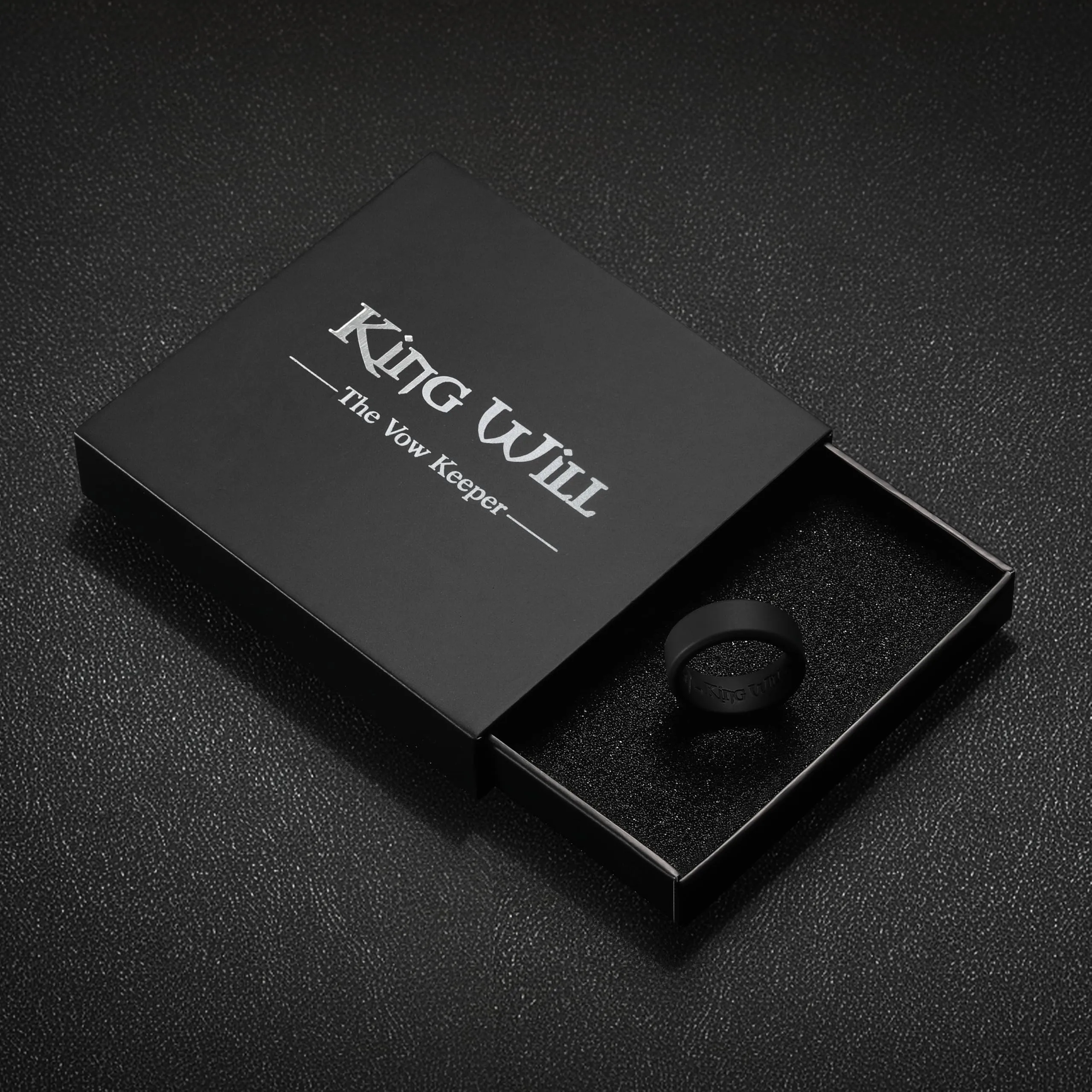 King Will Anelli in silicone da uomo, larghezza 8 mm, fascia di fidanzamento in gomma traspirante, design interno Heatbeat, anello comodo, nero, V 1/2(64.64mm), Silicone, Nessuna pietra preziosa - immagine 6