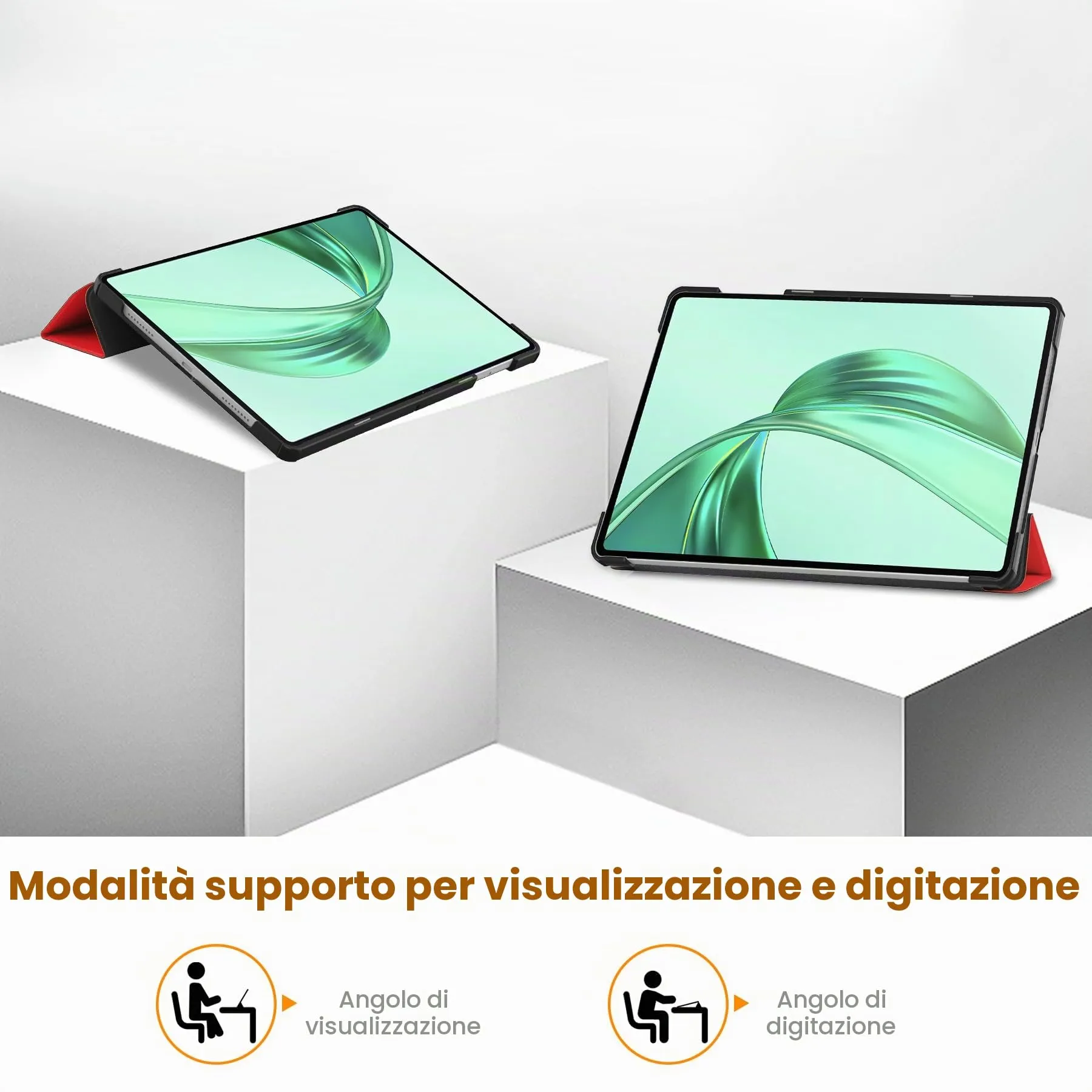 idudao Custodia rigido per 11" Honor Pad X8a X8b, Folio Cover Case per Tablet 11 Pollici X8a(2024) X8b(2026), Rosso - immagine 2