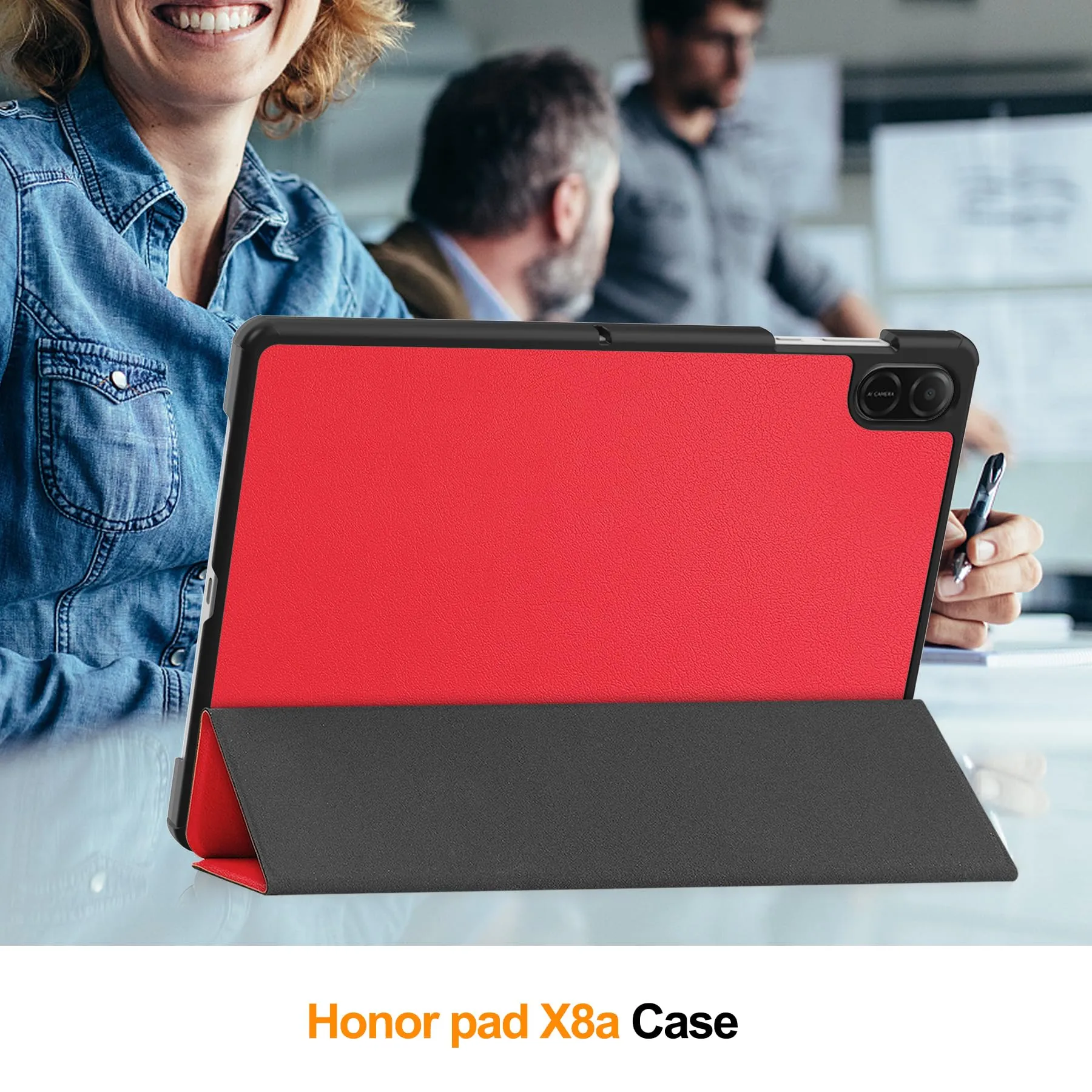 idudao Custodia rigido per 11" Honor Pad X8a X8b, Folio Cover Case per Tablet 11 Pollici X8a(2024) X8b(2026), Rosso - immagine 7