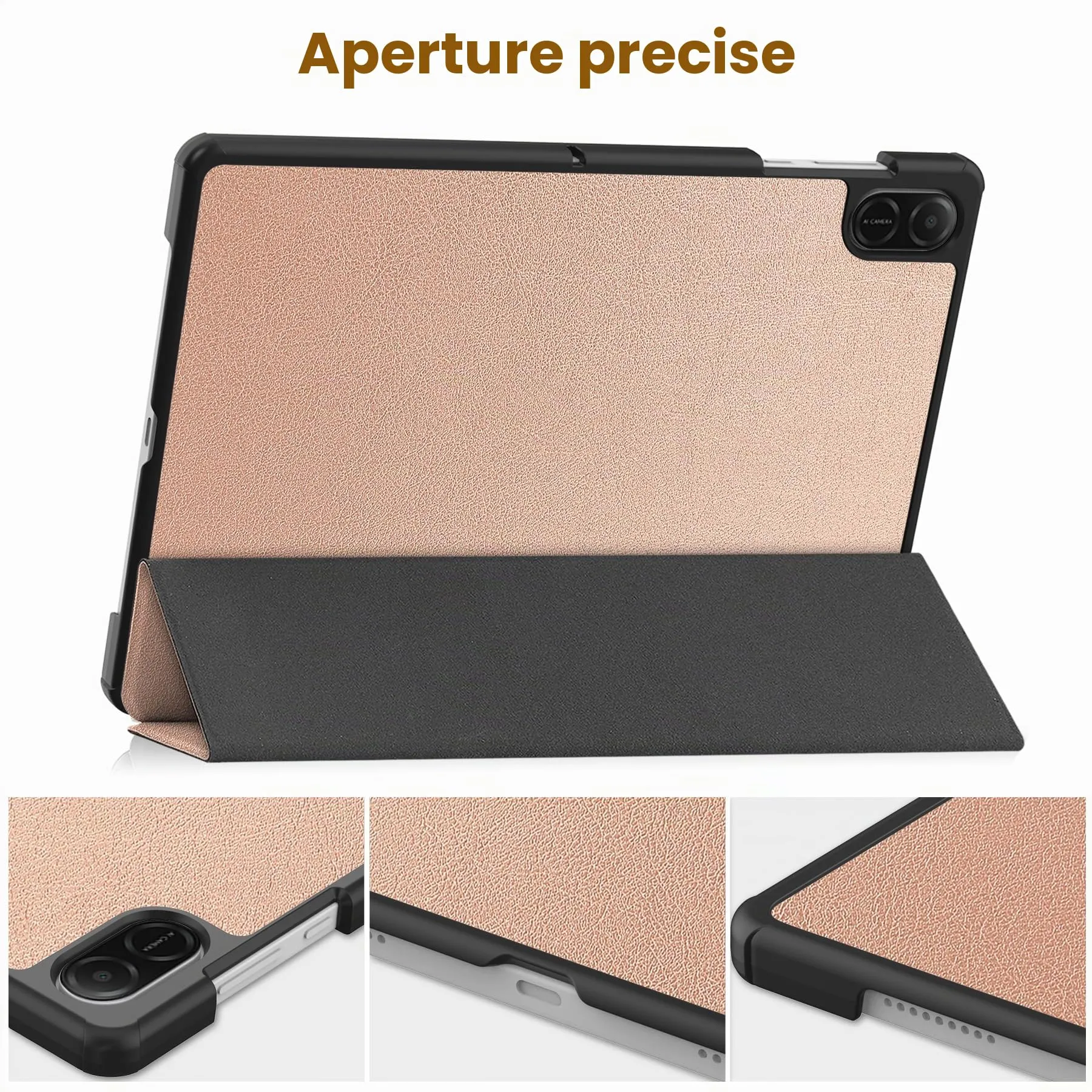idudao Custodia rigido per 11" Honor Pad X8a X8b, Folio Cover Case per Tablet 11 Pollici X8a(2024) X8b(2026), Oro rosa - immagine 4
