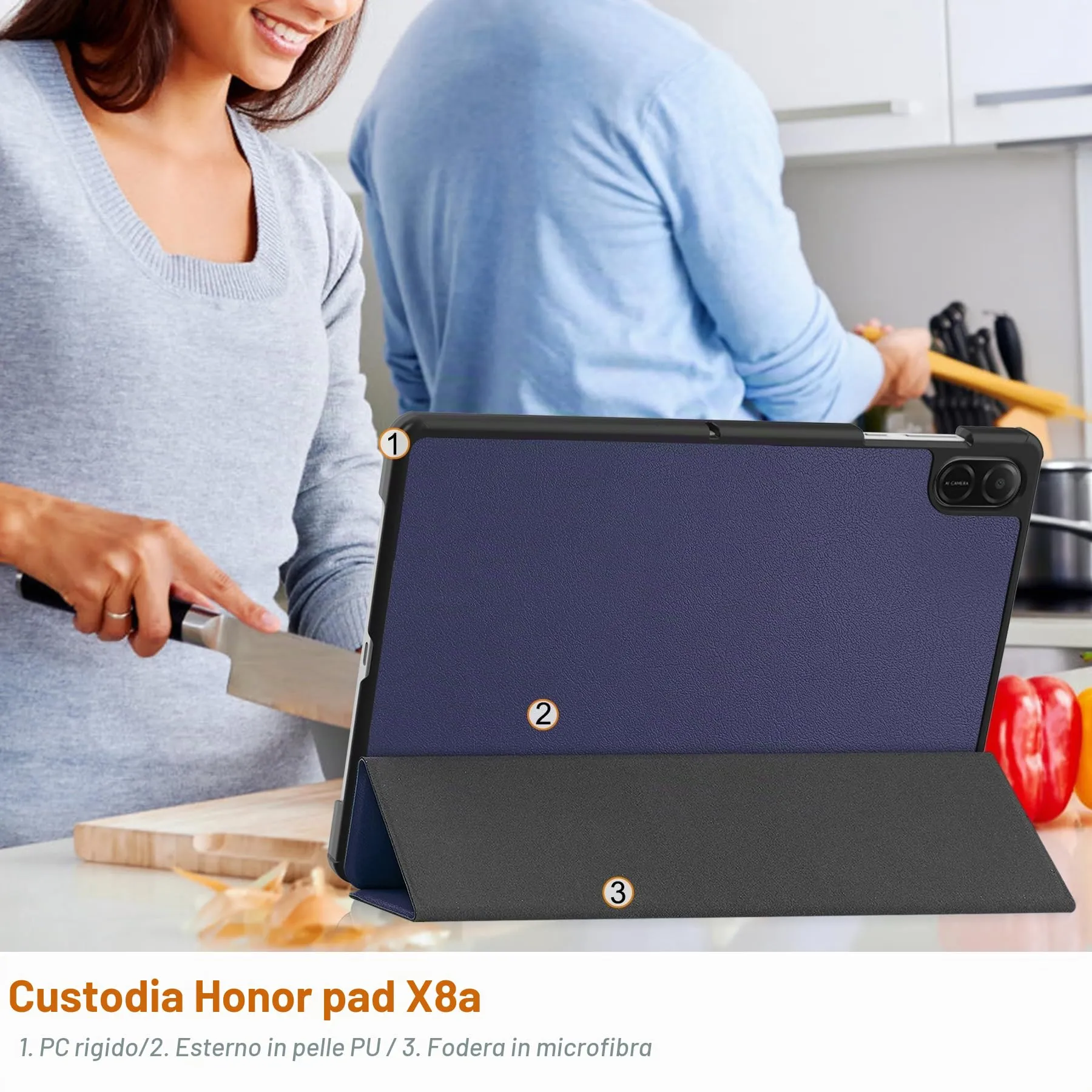 idudao Custodia rigido per 11" Honor Pad X8a X8b, Folio Cover Case per Tablet 11 Pollici X8a(2024) X8b(2026), Blu Drak - immagine 6