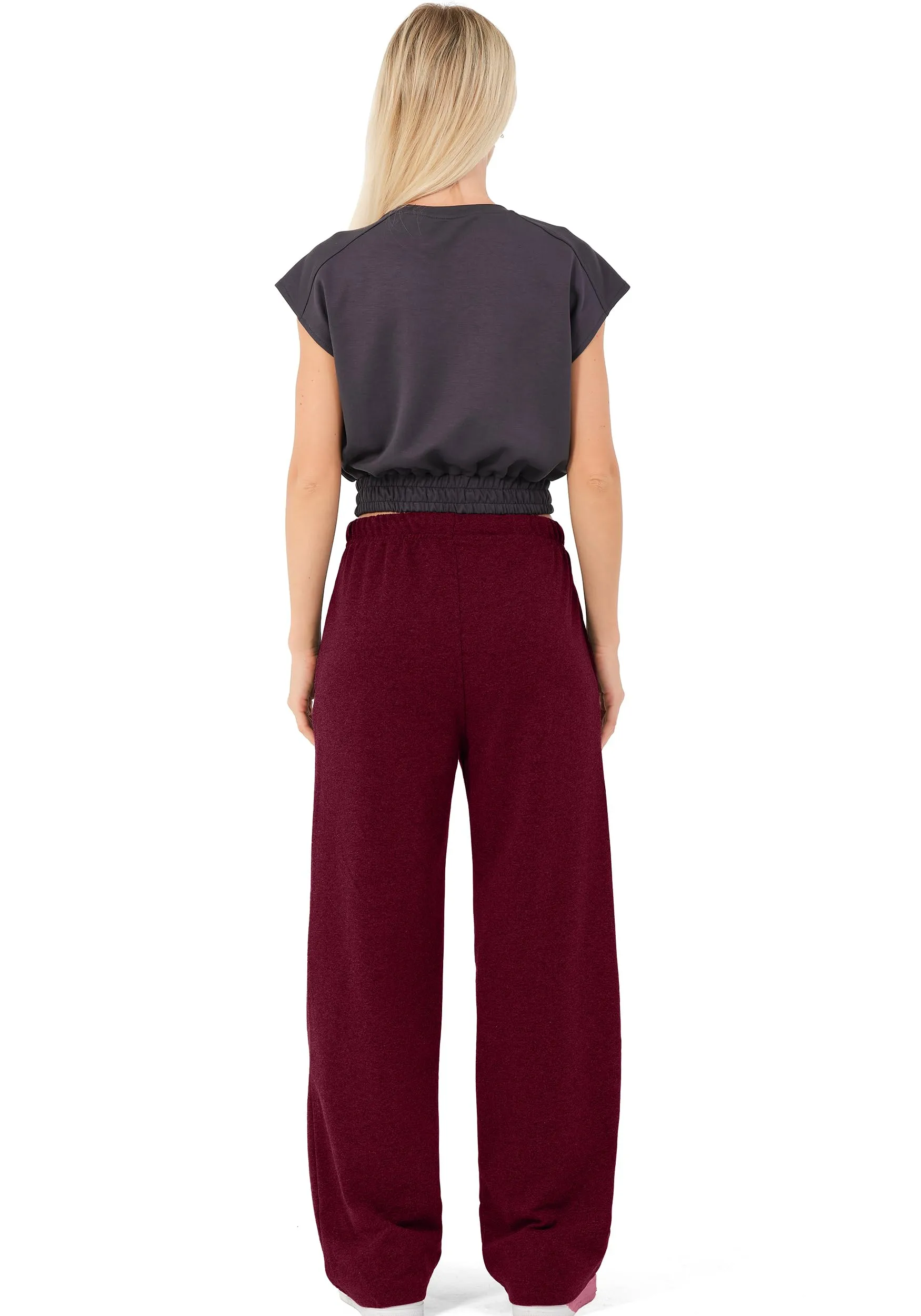 ROSS CAMP Pantaloni Tuta Donna Cotone – Pantaloni Sportivi Gamba Larga - immagine 4
