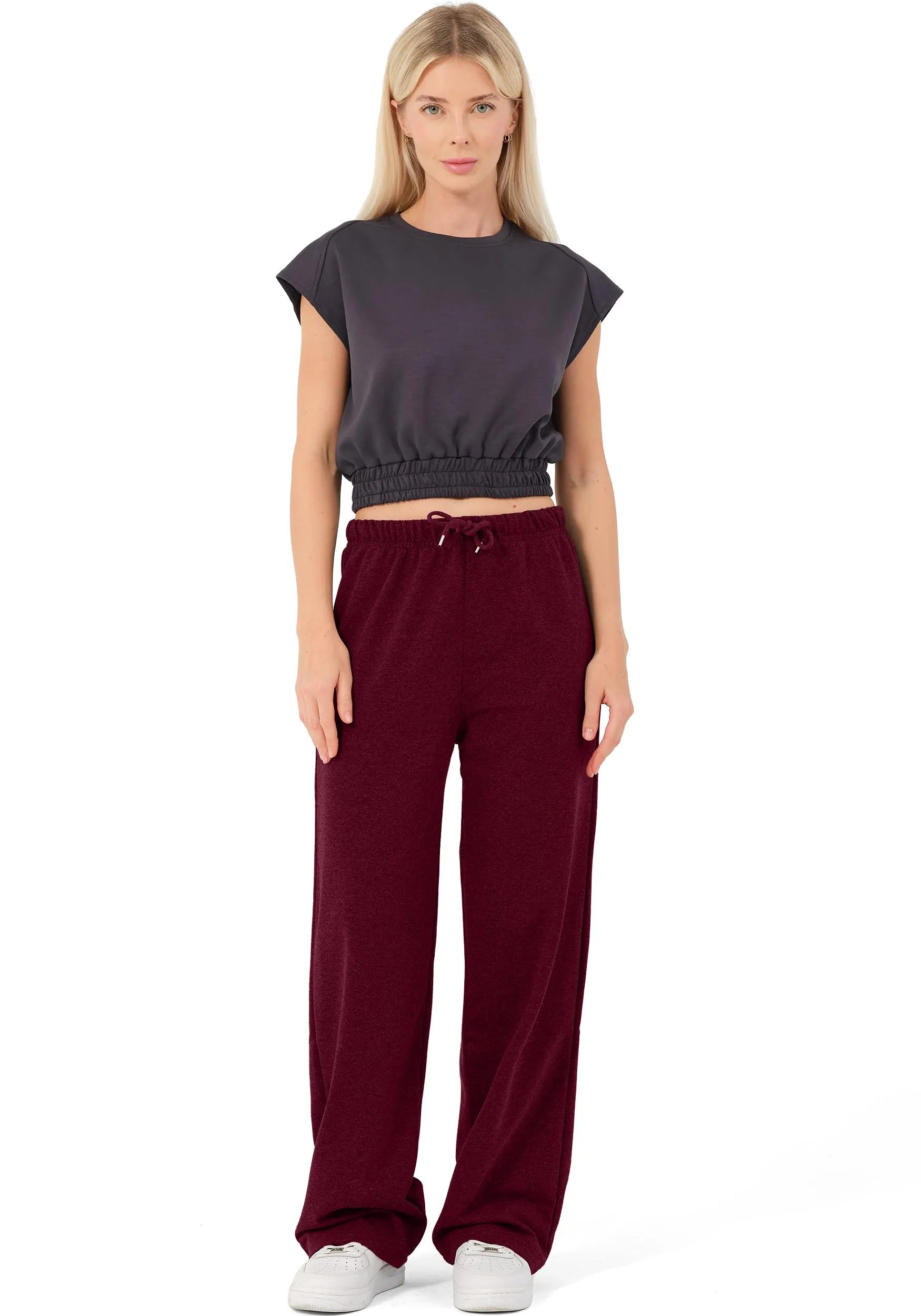 ROSS CAMP Pantaloni Tuta Donna Cotone – Pantaloni Sportivi Gamba Larga - immagine 2