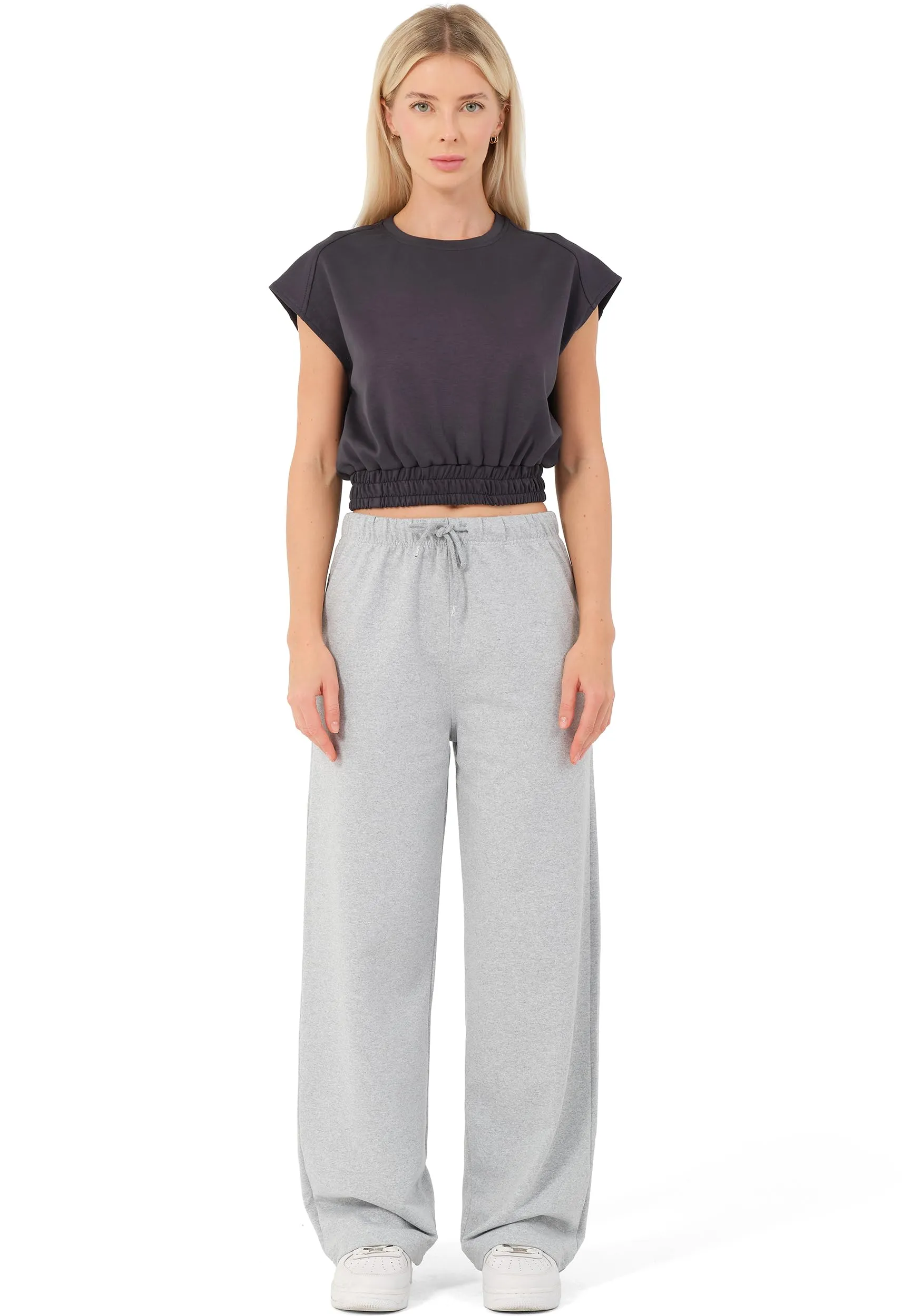 ROSS CAMP Pantaloni Tuta Donna Cotone – Pantaloni Sportivi Gamba Larga - immagine 2