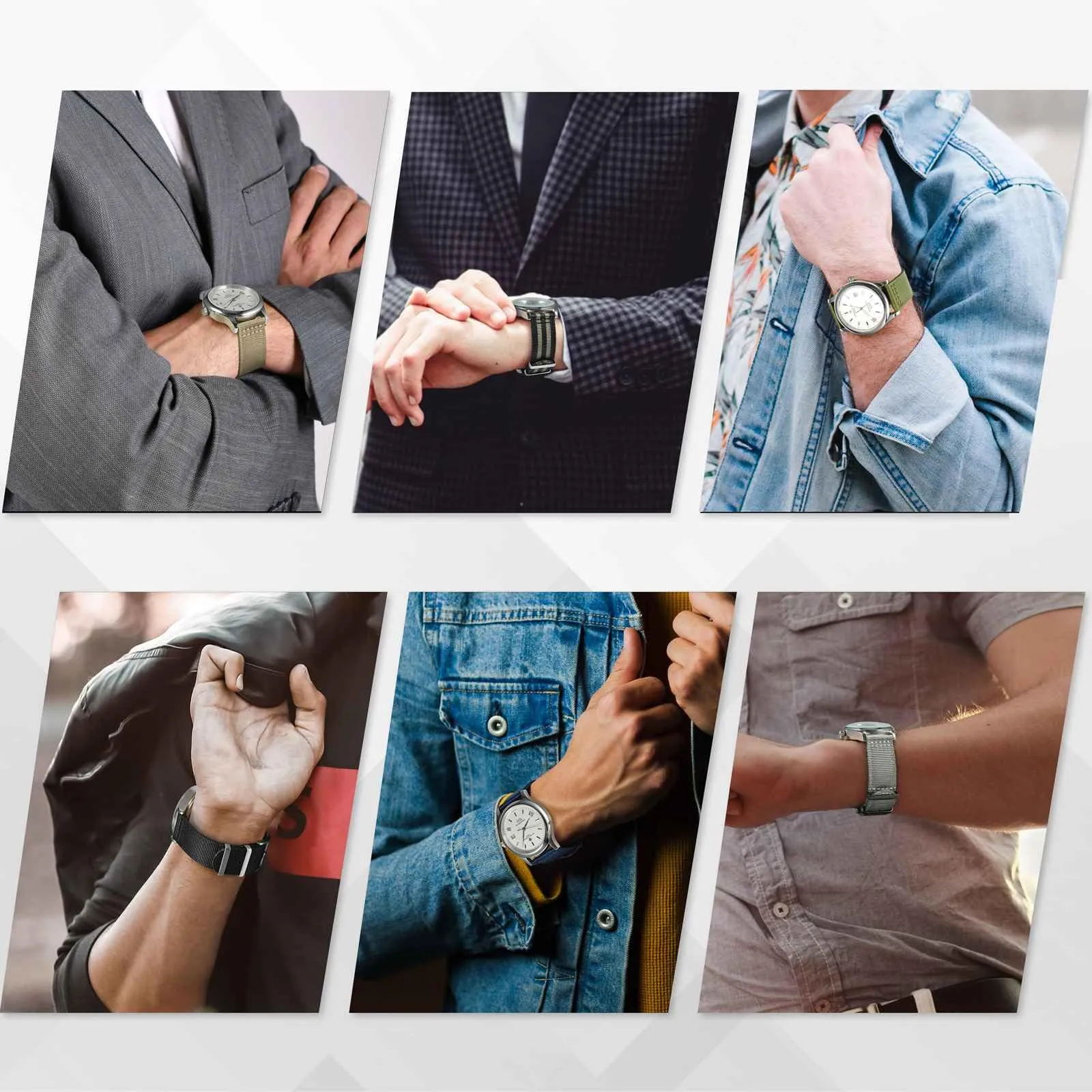ANBEER 18mm Cinturino in nylon a sgancio rapido in due pezzi con passante in metallo, cinturino in nylon intrecciato a doppio strato,Khaki Fibbia argento - immagine 6