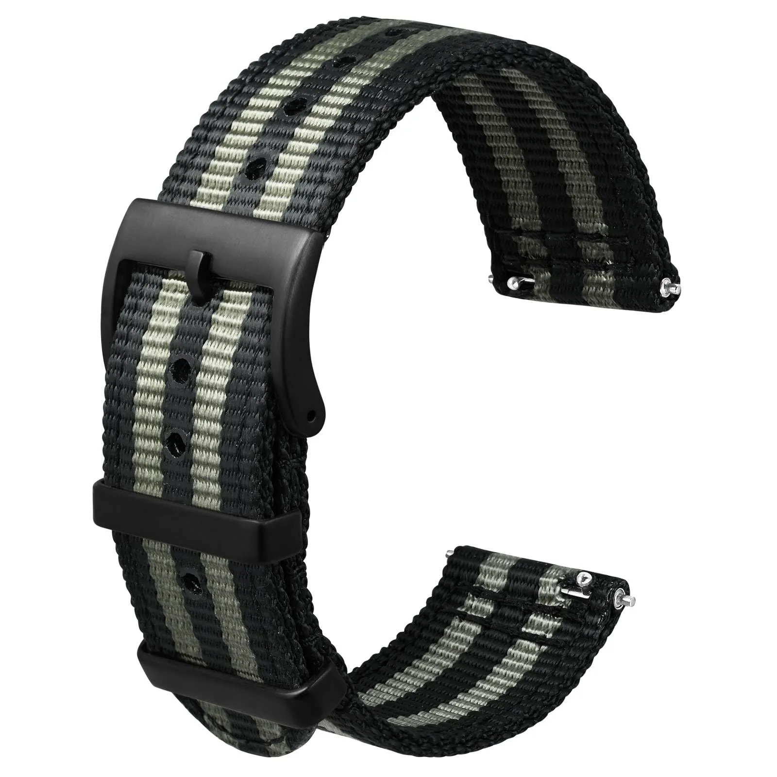 ANBEER 20mm Cinturino in nylon a sgancio rapido in due pezzi con passante in metallo, cinturino in nylon intrecciato a doppio strato,Striscia Fibbia nera - immagine 1