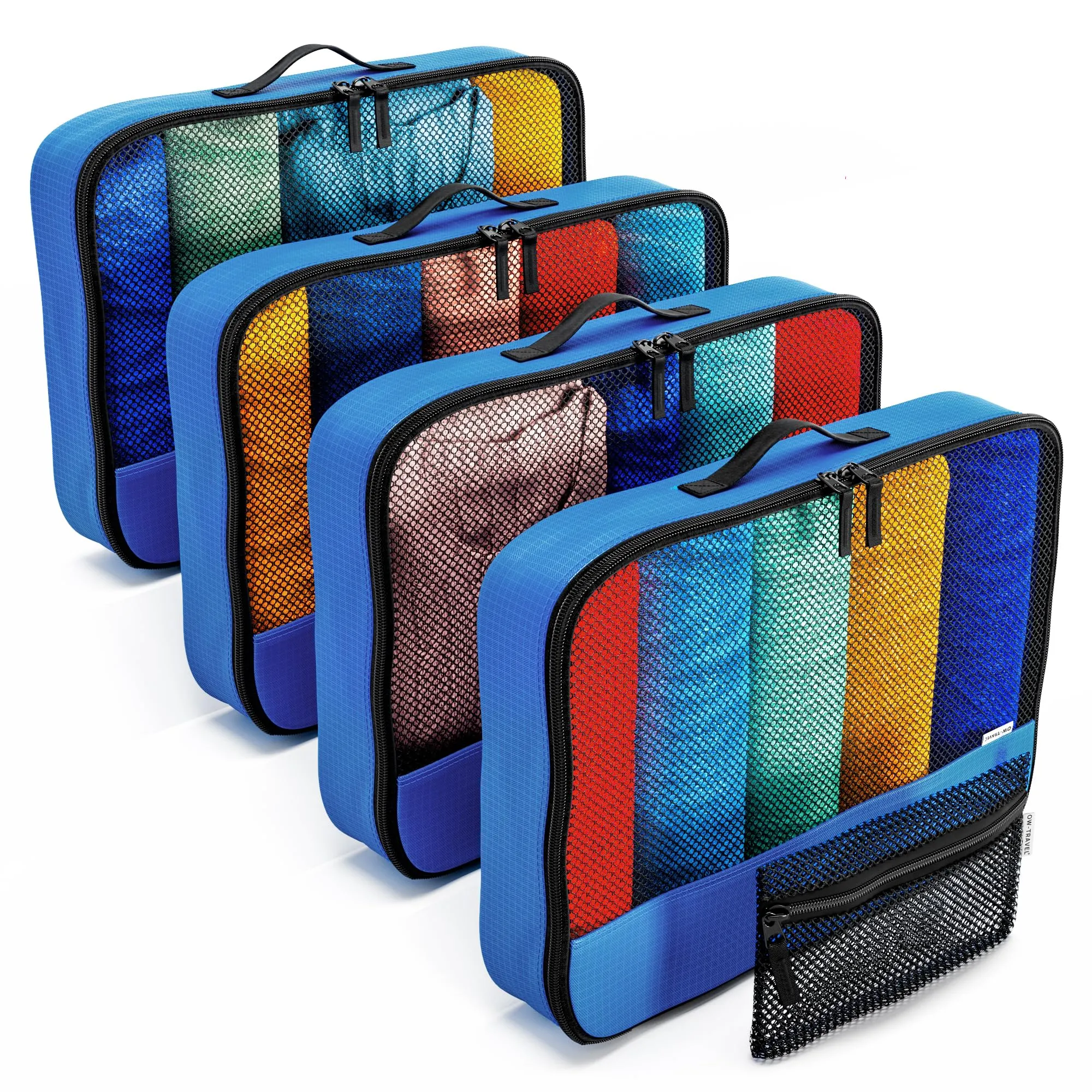 OW-Travel Organizer Valigia, Packing Cubes, Cubi Viaggio, Blu L 5 Pezzi - immagine 1