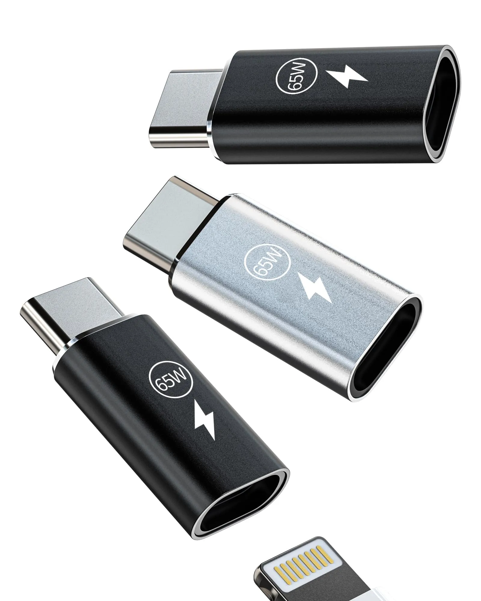 65W Adattatore da Per Lightning Femmina a USB C Maschio (3Pack)per iPhone 16 15 Pro Max per Apple per iPad Air compatibile per Samsung Ricarica Tipo C Adattatori Caricabatterie Accessori Convertitore - immagine 1