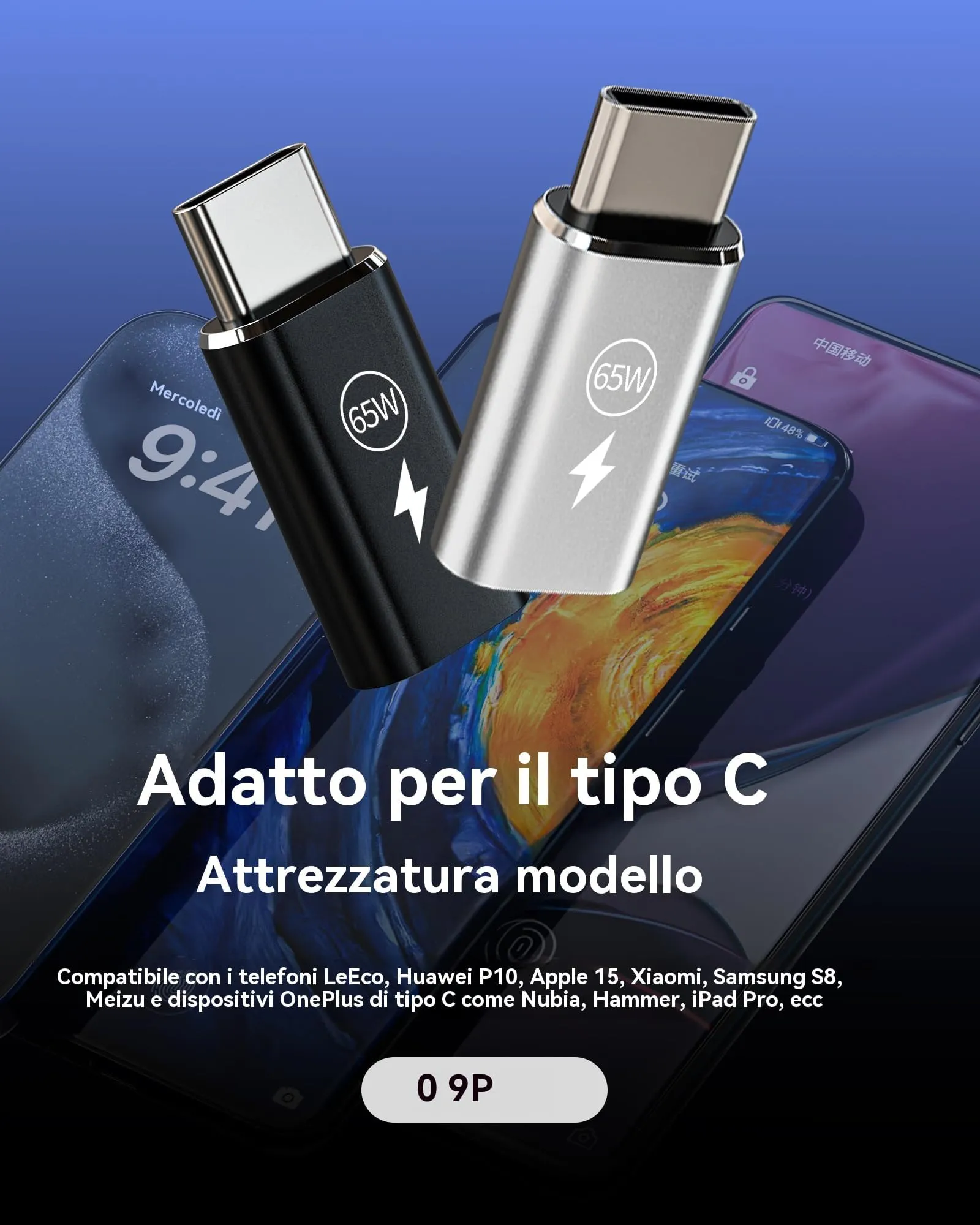 65W Adattatore da Per Lightning Femmina a USB C Maschio (3Pack)per iPhone 16 15 Pro Max per Apple per iPad Air compatibile per Samsung Ricarica Tipo C Adattatori Caricabatterie Accessori Convertitore - immagine 4