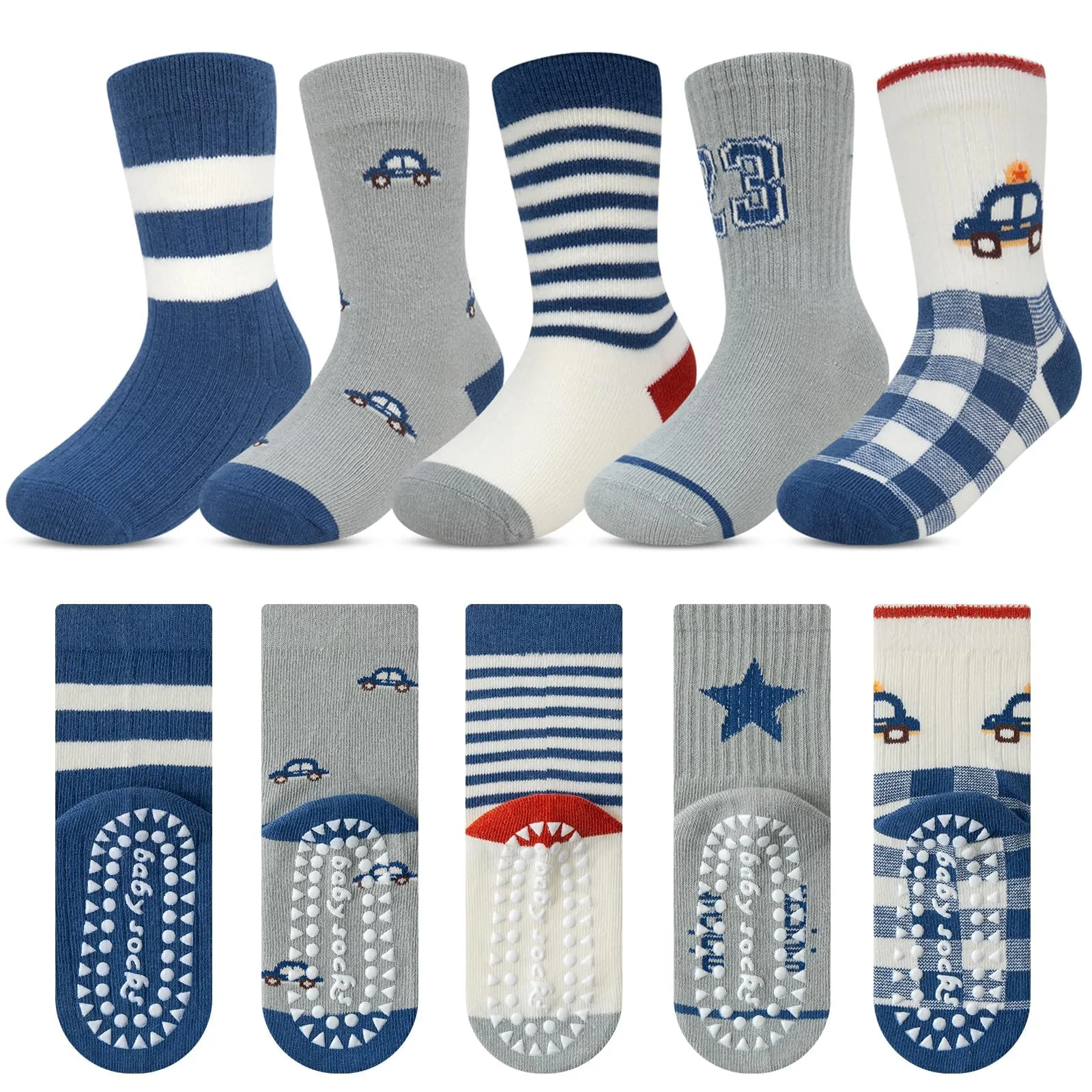 Kyopp 5 Paia Calzini per Bambini e Ragazze e Ragazzi Divertenti Calzini Animali in Cotone Unisex per Crew Socks 21-37 - immagine 1