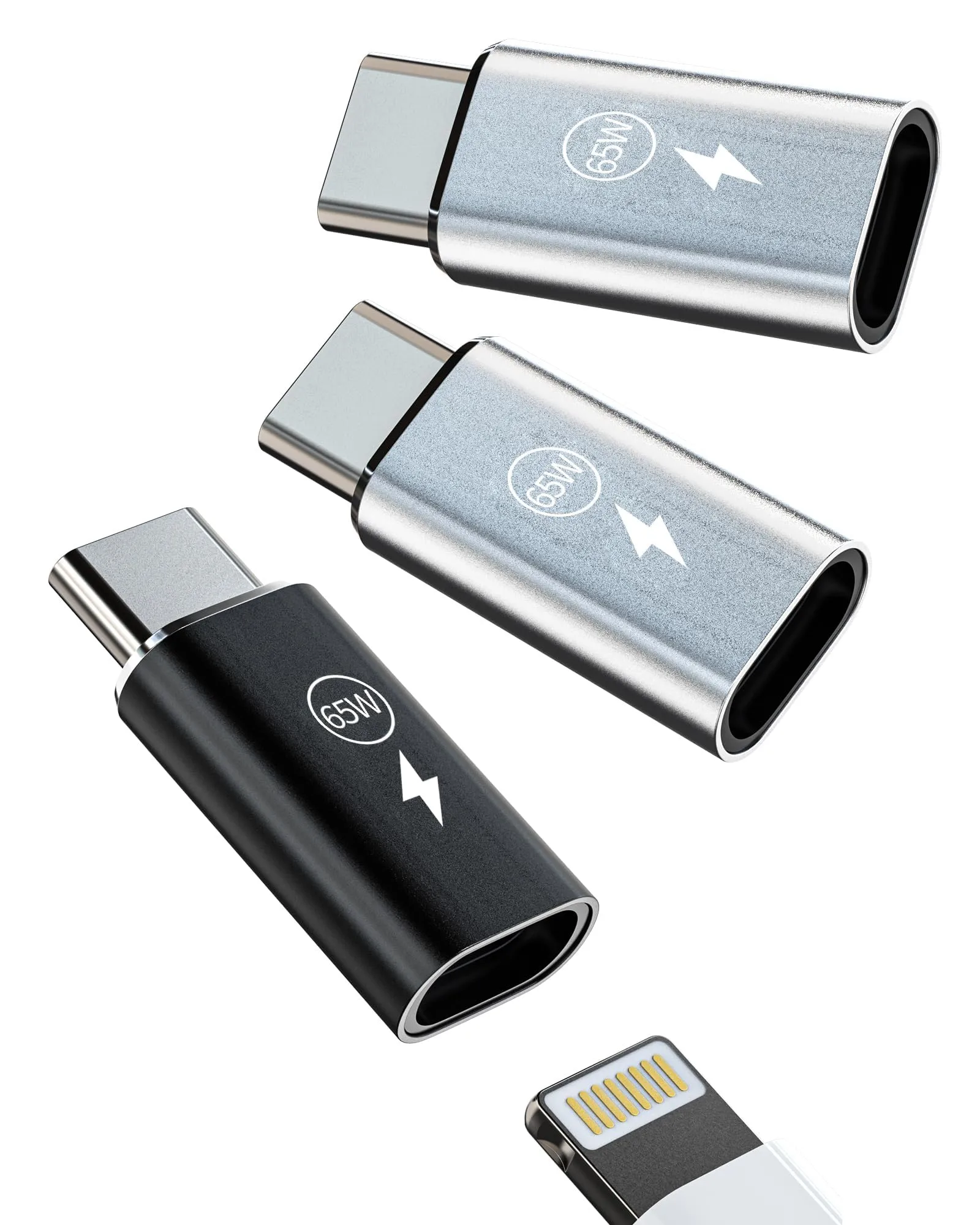 65W Adattatore da Per Lightning Femmina a USB C Maschio Caricabatterie Adattatori (3 Pack)per Apple per iPhone 16 15 Pro Max per iPad Air compatibile per Samsung Ricarica Tipo C Accessori Convertitore - immagine 1