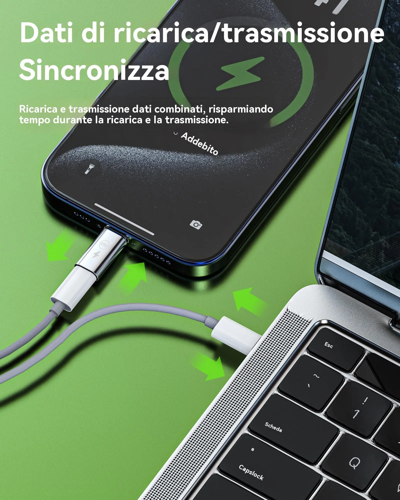 65W Adattatore da Per Lightning Femmina a USB C Maschio Caricabatterie Adattatori (3 Pack)per Apple per iPhone 16 15 Pro Max per iPad Air compatibile per Samsung Ricarica Tipo C Accessori Convertitore - immagine 3