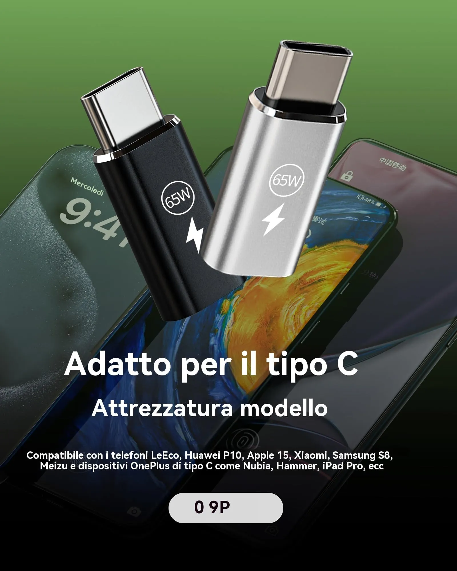 65W Adattatore da Per Lightning Femmina a USB C Maschio Caricabatterie Adattatori (3 Pack)per Apple per iPhone 16 15 Pro Max per iPad Air compatibile per Samsung Ricarica Tipo C Accessori Convertitore - immagine 4