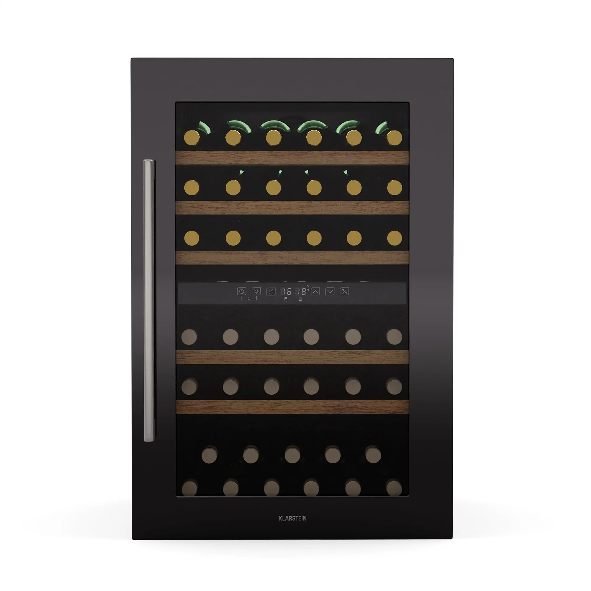 KLARSTEIN Vinsider 57 Duo Cantinetta Vino Doppia Temperatura - 57 Bottiglie, 5-22°C, 2 Zone, Ripiani in Legno, Silenziosa 38 dB, Da Incasso, Protezione UV - immagine 1