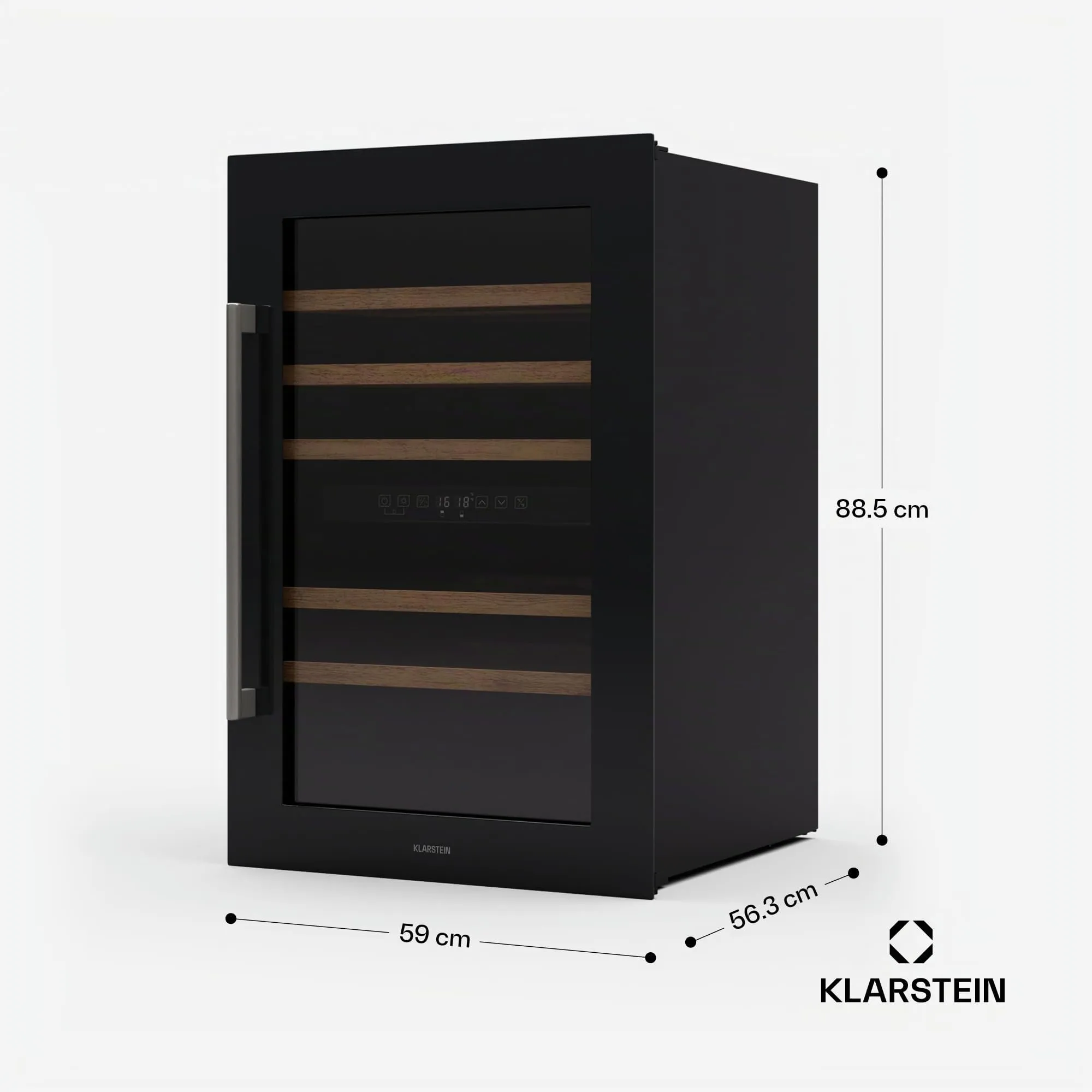 KLARSTEIN Vinsider 57 Duo Cantinetta Vino Doppia Temperatura - 57 Bottiglie, 5-22°C, 2 Zone, Ripiani in Legno, Silenziosa 38 dB, Da Incasso, Protezione UV - immagine 6