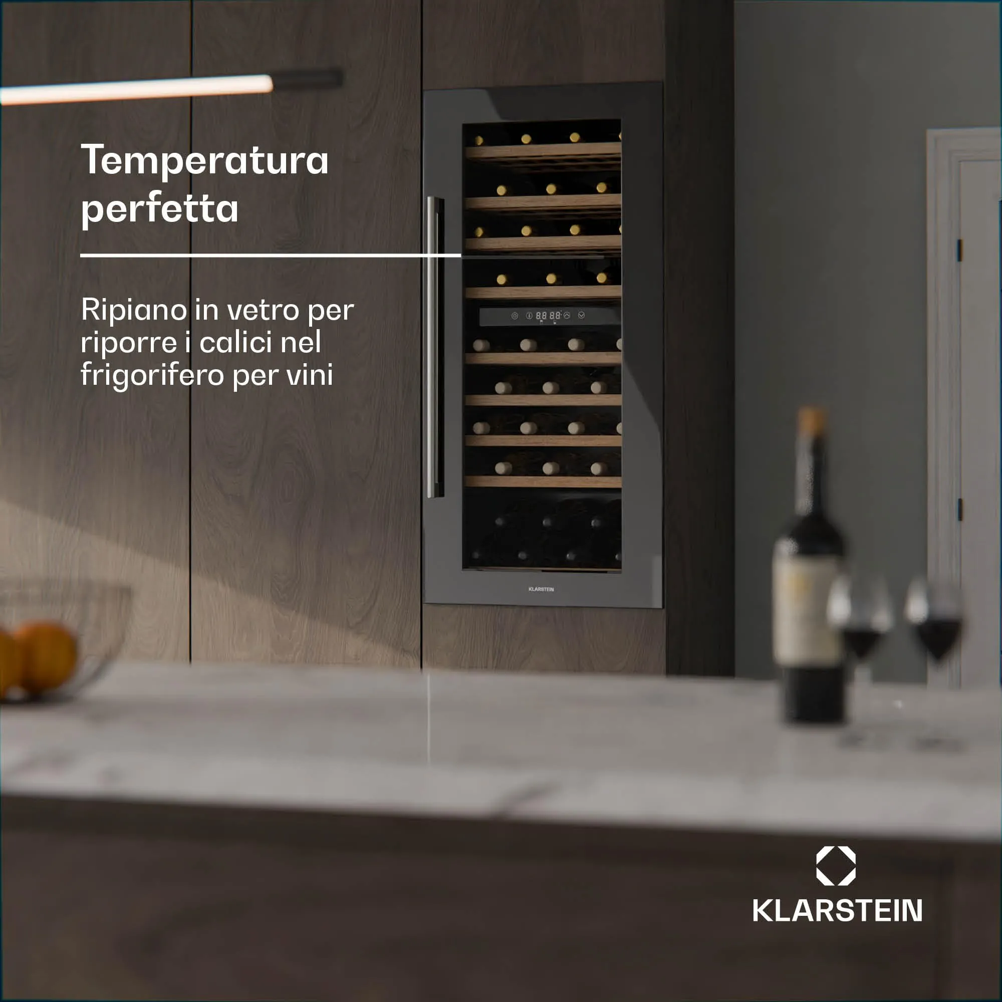 KLARSTEIN Scaffale per Vino in Legno di Faggio - Capacità 25 Bicchieri (300 ml), 20 Bicchieri (450 ml) - Compatibile con Modelli Vinsider 79 Duo - Design Salvaspazio, Facile da Pulire - immagine 2
