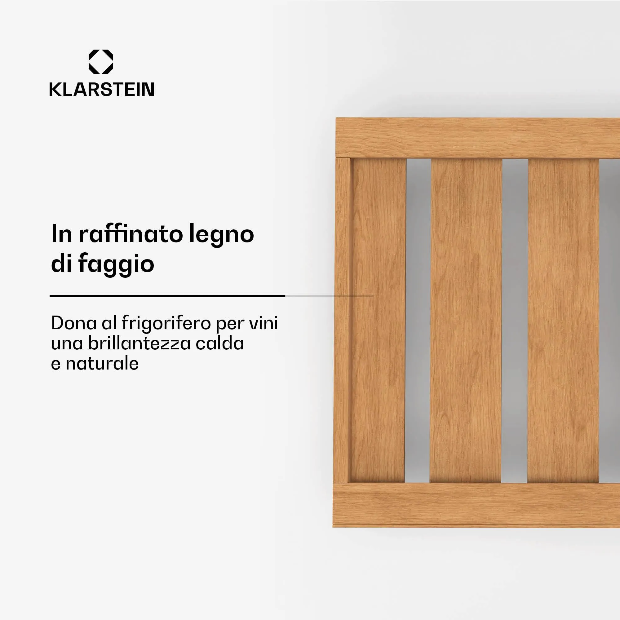 KLARSTEIN Scaffale per Vino in Legno di Faggio - Capacità 25 Bicchieri (300 ml), 20 Bicchieri (450 ml) - Compatibile con Modelli Vinsider 79 Duo - Design Salvaspazio, Facile da Pulire - immagine 4