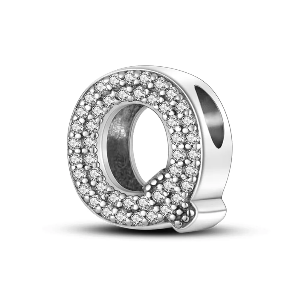 Pandach Bead Charm Ciondolo Argento Sterling 925 Lettere con Cubic Zirconia Pendenti per Pandora Braccialetti, Compatibile con Braccialetti e Collane europei - immagine 1