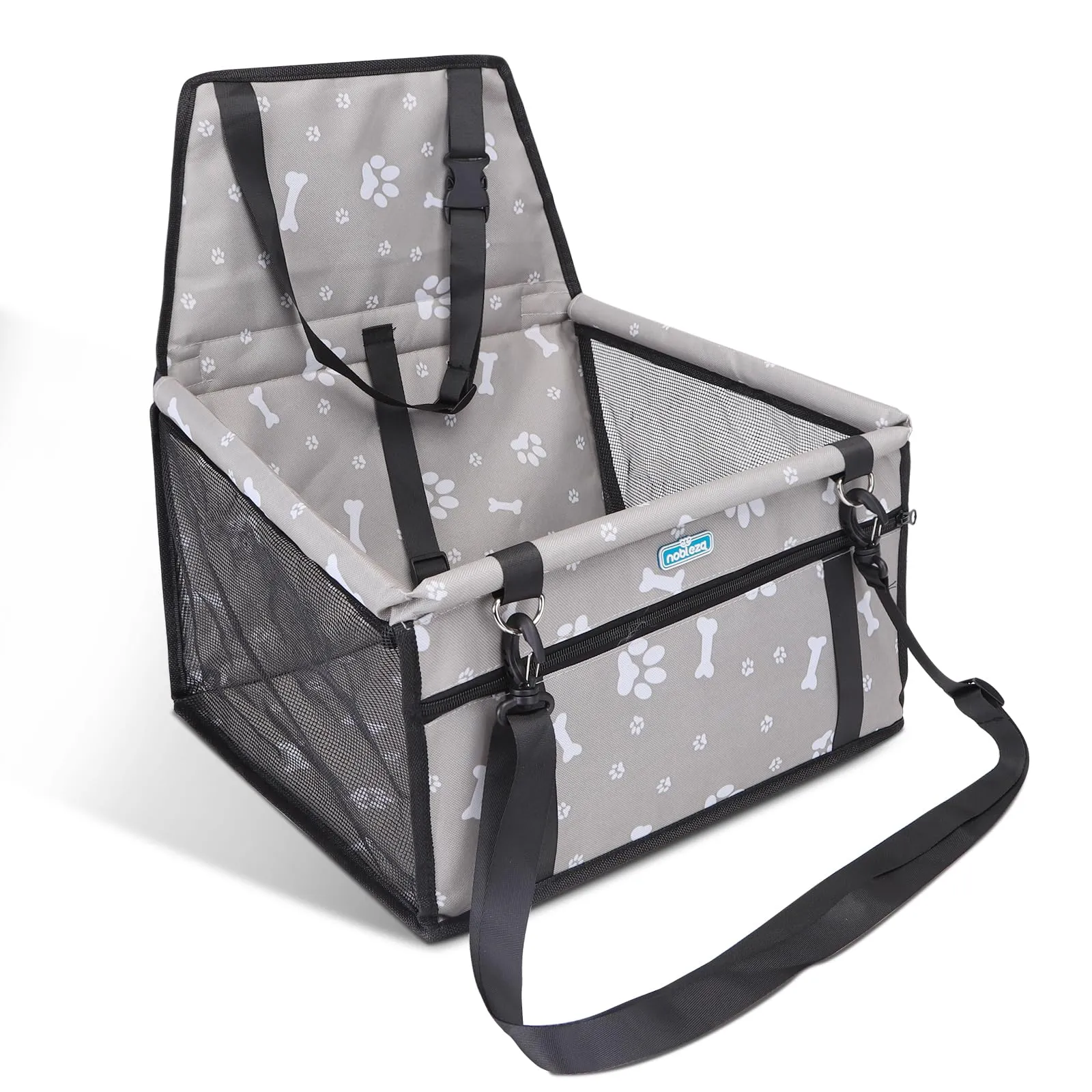 Nobleza Seggiolino Auto per Cani di Taglia Piccola, Trasportino Auto Borsa per Cani, Coprisedile Impermeabile per Proteggere Sedile di Automobile per Animali Domestici, 40 * 34 * 25cm(Grigio) - immagine 1