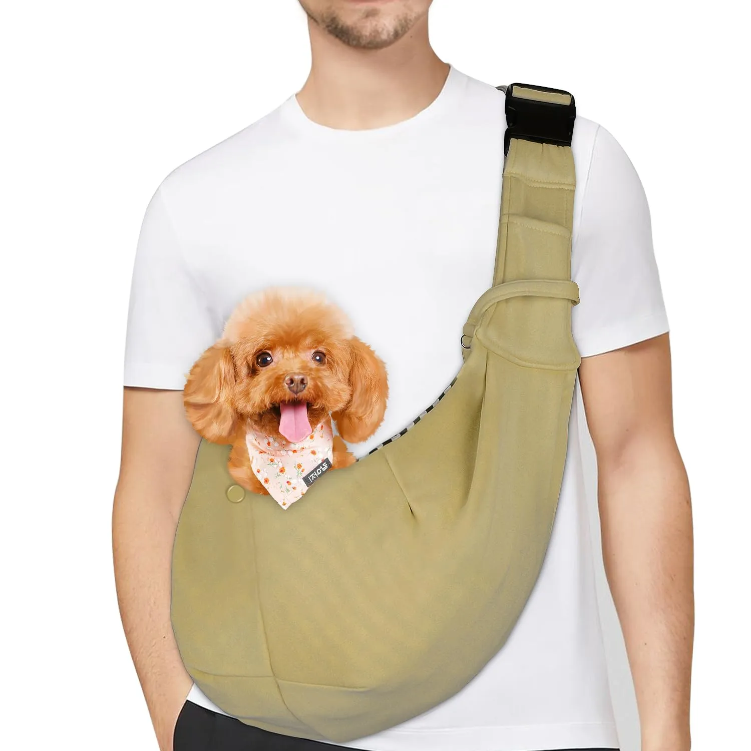 PETLOFT Reversibile Borsa Trasportino Zaino, Borsa da Trasporto per Cani Piccoli, Adjustable Borsa a Tracolla, Cross-Body Pet Sling Carrier con Gancio per Collare per Cane/Gatto Fino a 4.5kg - immagine 2