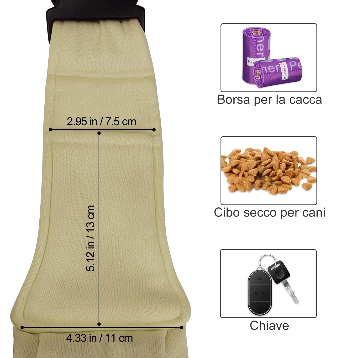 PETLOFT Reversibile Borsa Trasportino Zaino, Borsa da Trasporto per Cani Piccoli, Adjustable Borsa a Tracolla, Cross-Body Pet Sling Carrier con Gancio per Collare per Cane/Gatto Fino a 4.5kg - immagine 7