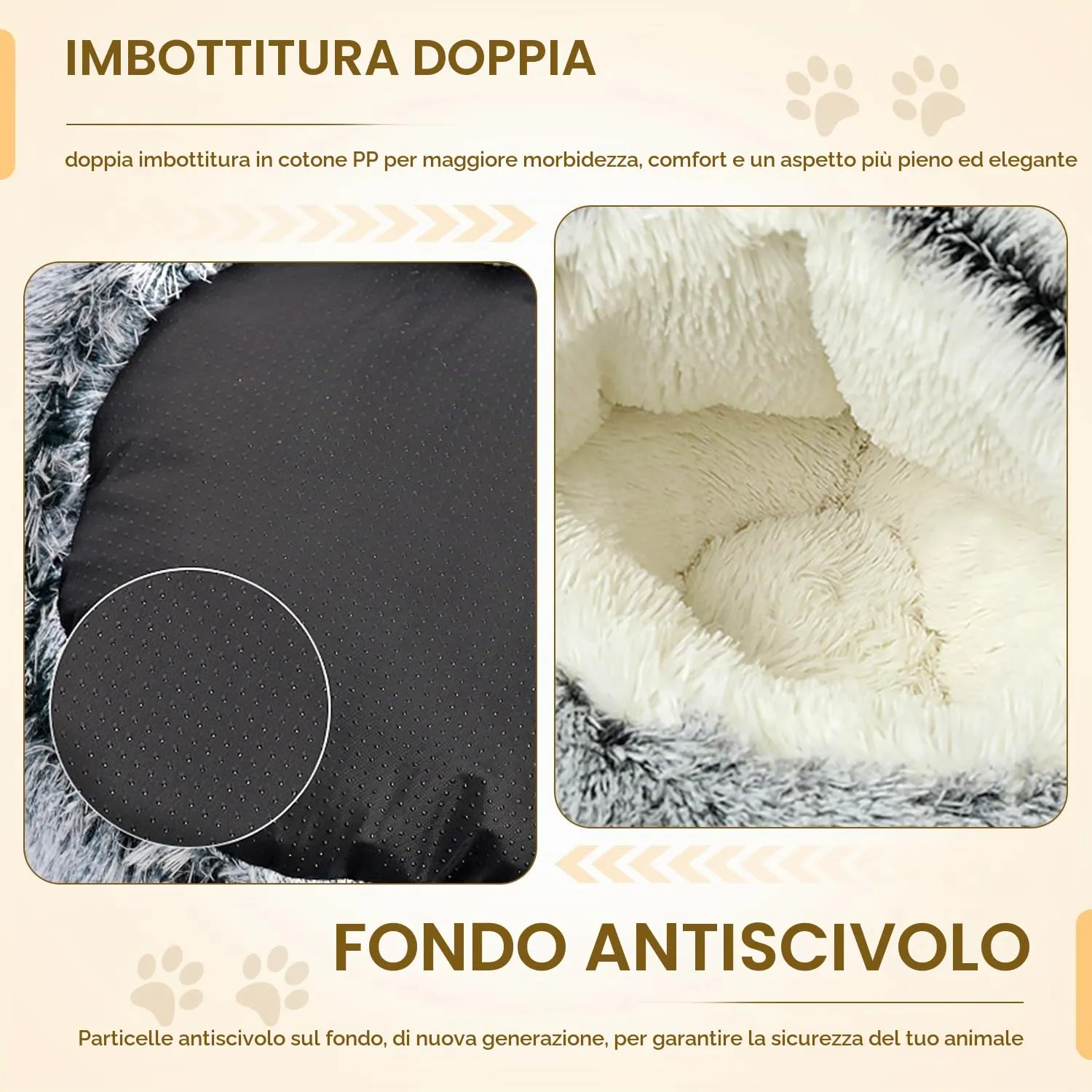 YAGE Cuccia per cani calmante soffice peluche per cani di taglia grande, taglia media, lavabile, anti ansia, letto per gatti di piccola taglia per gatti interni, letto a ciambella autoscaldante - immagine 2