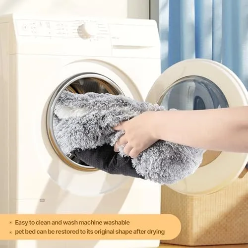 YAGE Cuccia per cani calmante soffice peluche per cani di taglia grande, taglia media, lavabile, anti ansia, letto per gatti di piccola taglia per gatti interni, letto a ciambella autoscaldante - immagine 5