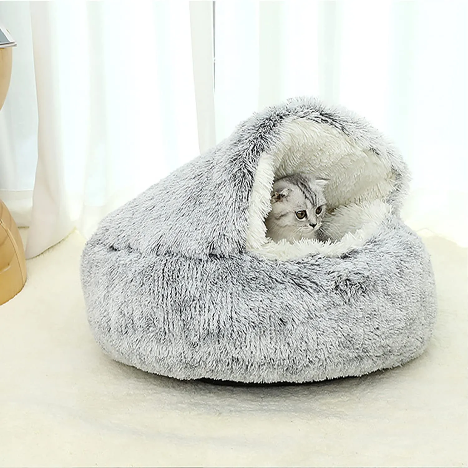 YAGE Cuccia per cani calmante soffice peluche per cani di taglia grande, taglia media, lavabile, anti ansia, letto per gatti di piccola taglia per gatti interni, letto a ciambella autoscaldante - immagine 5