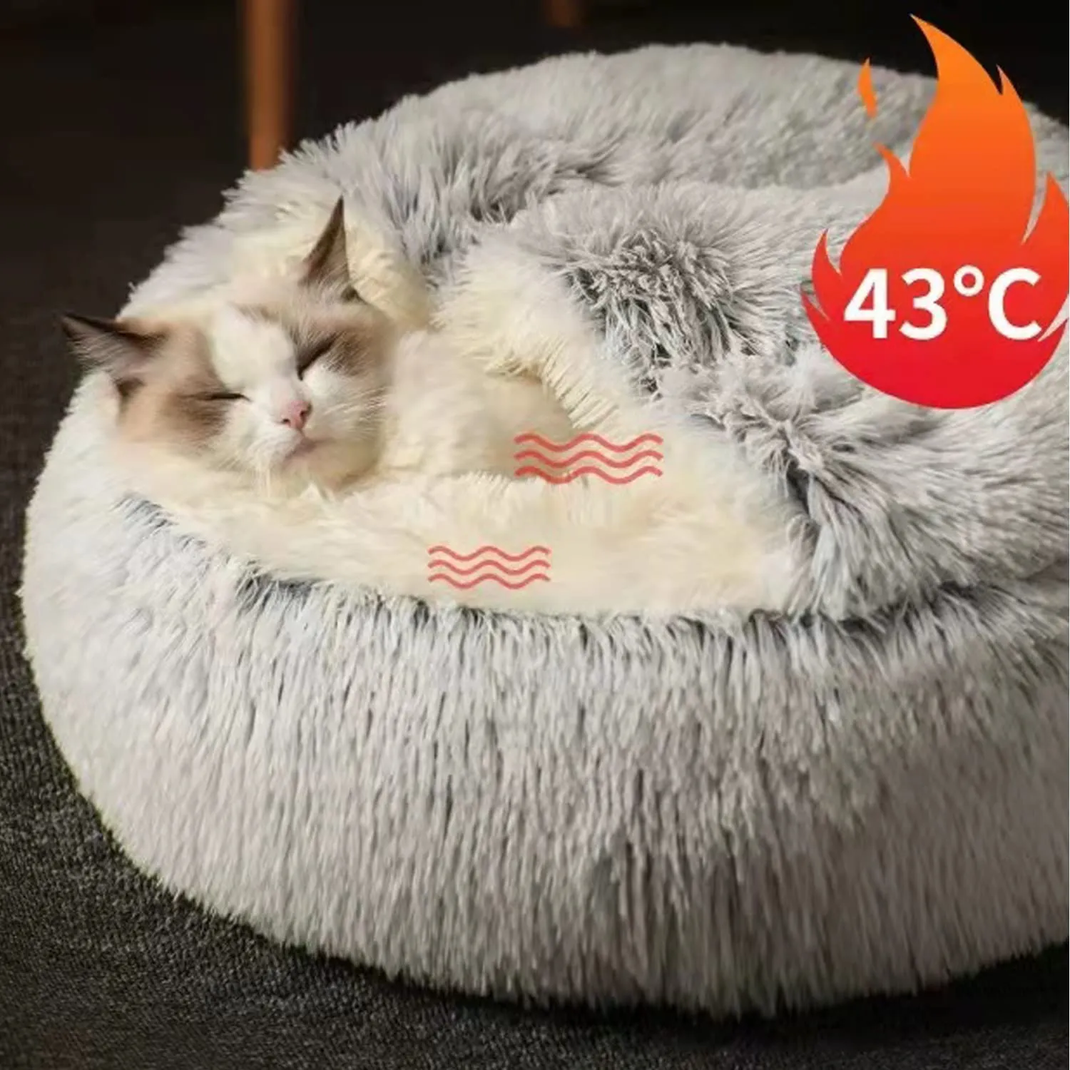 YAGE Cuccia per cani calmante soffice peluche per cani di taglia grande, taglia media, lavabile, anti ansia, letto per gatti di piccola taglia per gatti interni, letto a ciambella autoscaldante - immagine 6