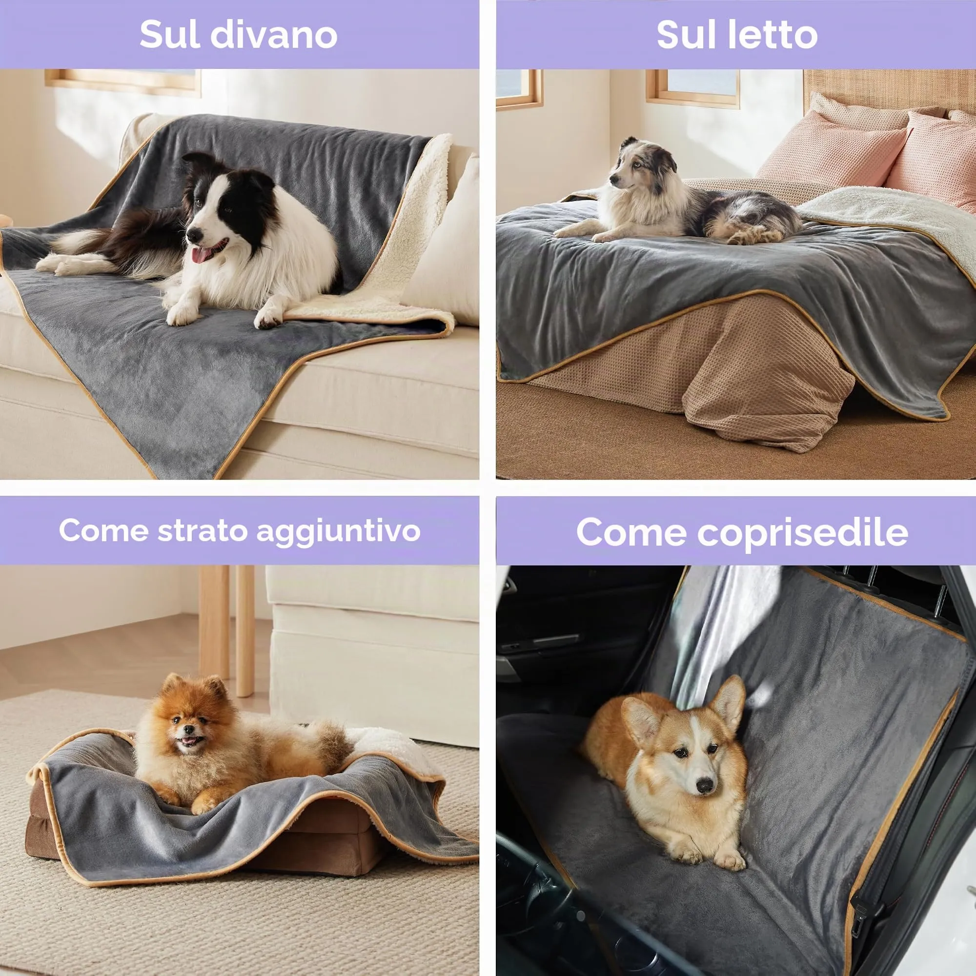 LE SURE Coperta Impermeabile per Cane Lavabile, 152x127 cm Grigio - immagine 7
