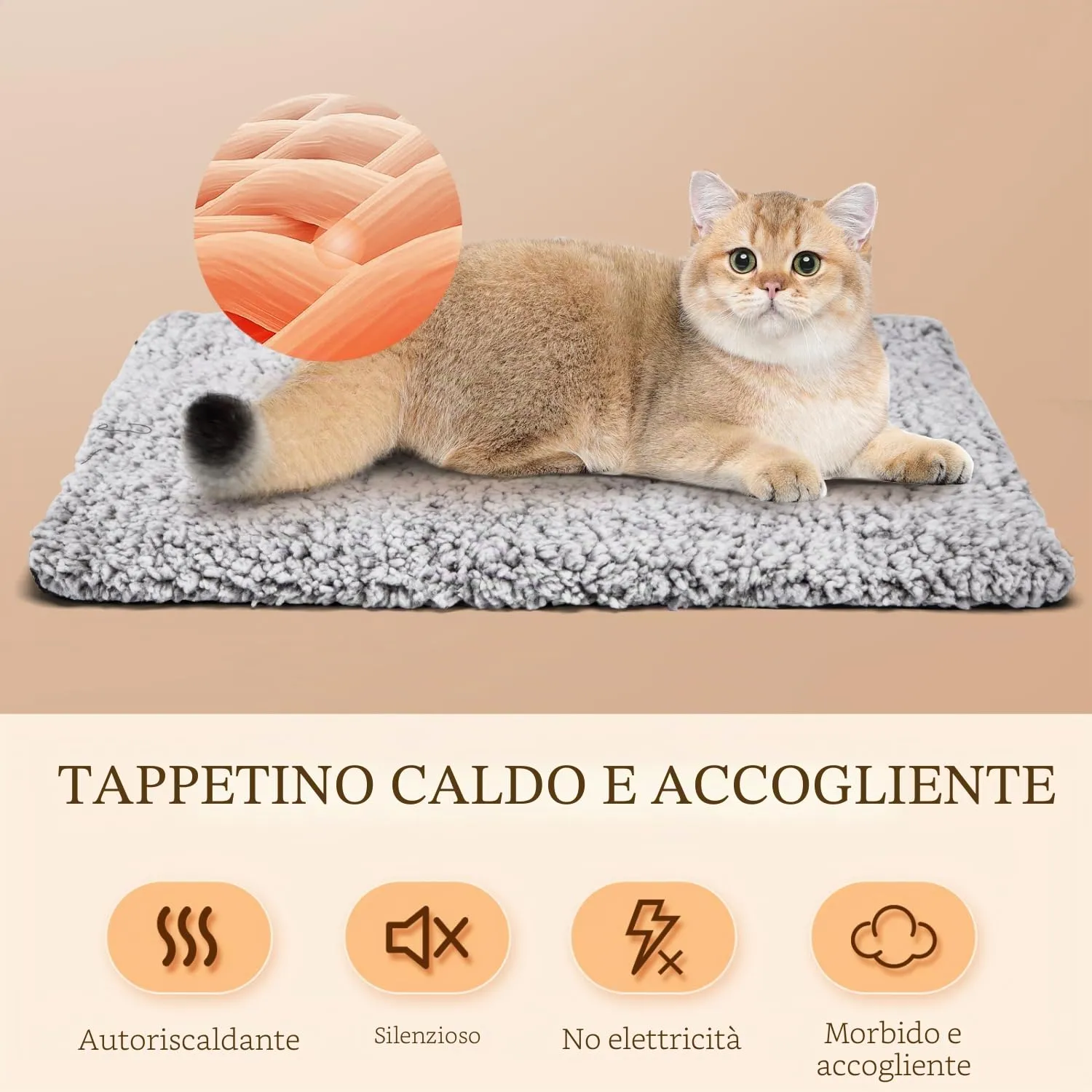 Nobleza Coperta Autoriscaldante per Cani e Gatti, Tappetino Riscaldante per Animali Domestici, Eco-Friendly Impermeabile Antiscivolo Lavabile, 50 x 70cm - immagine 4