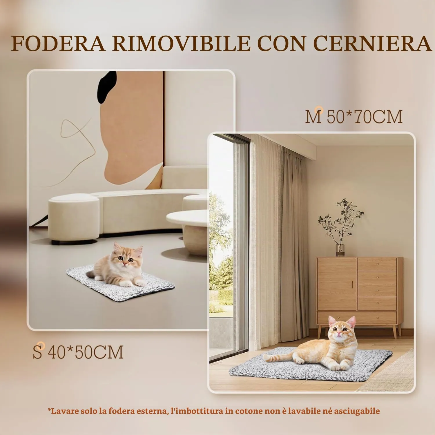 Nobleza Coperta Autoriscaldante per Cani e Gatti, Tappetino Riscaldante per Animali Domestici, Eco-Friendly Impermeabile Antiscivolo Lavabile, 50 x 70cm - immagine 5