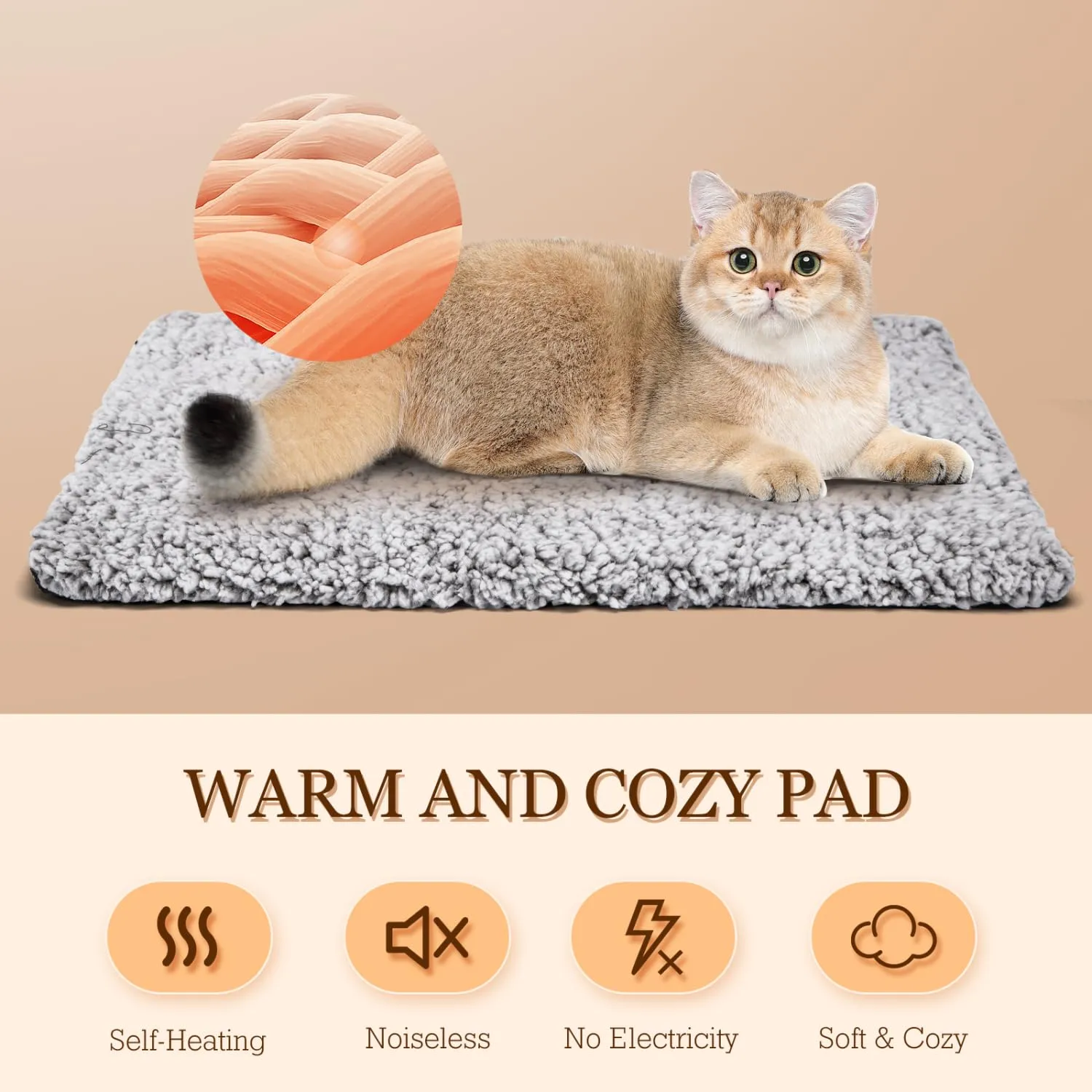 Nobleza Coperta Autoriscaldante per Cani e Gatti, Tappetino Riscaldante per Animali Domestici, Eco-Friendly Impermeabile Antiscivolo Lavabile, 40x50cm - immagine 4