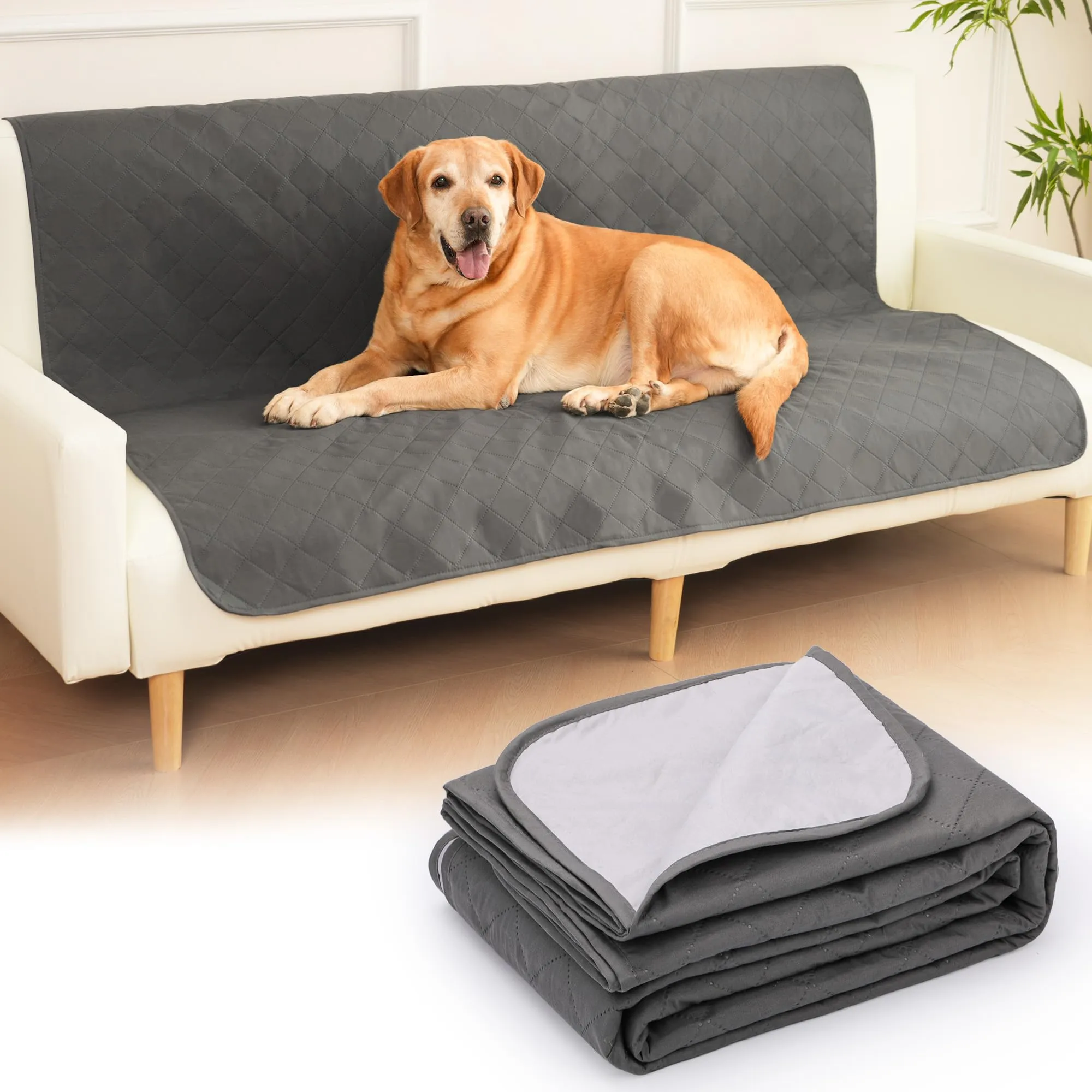 Copridivano e Copriletto Impermeabili per Cani 203 x 152 cm Grigio - immagine 1