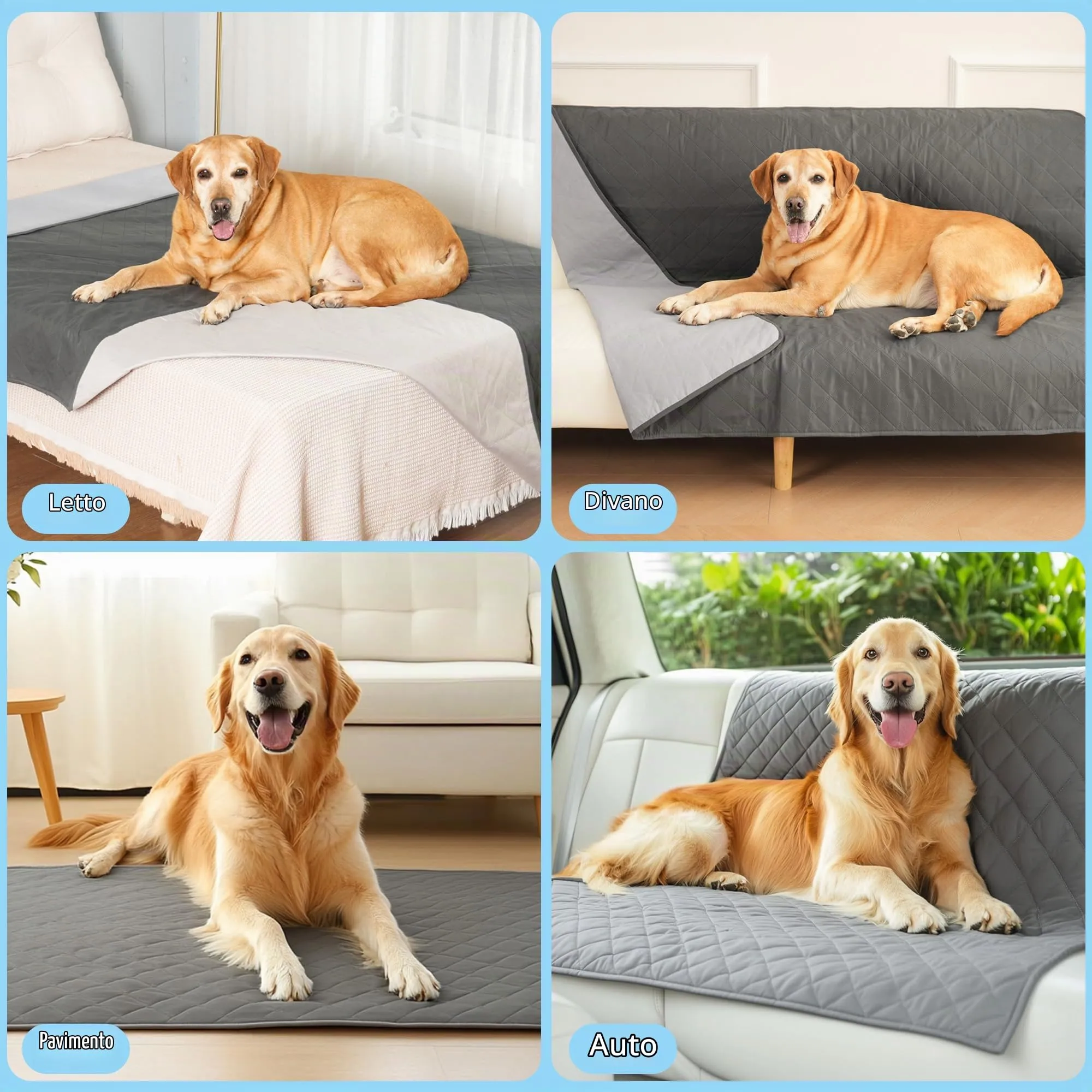 Copridivano e Copriletto Impermeabili per Cani 203 x 152 cm Grigio - immagine 8
