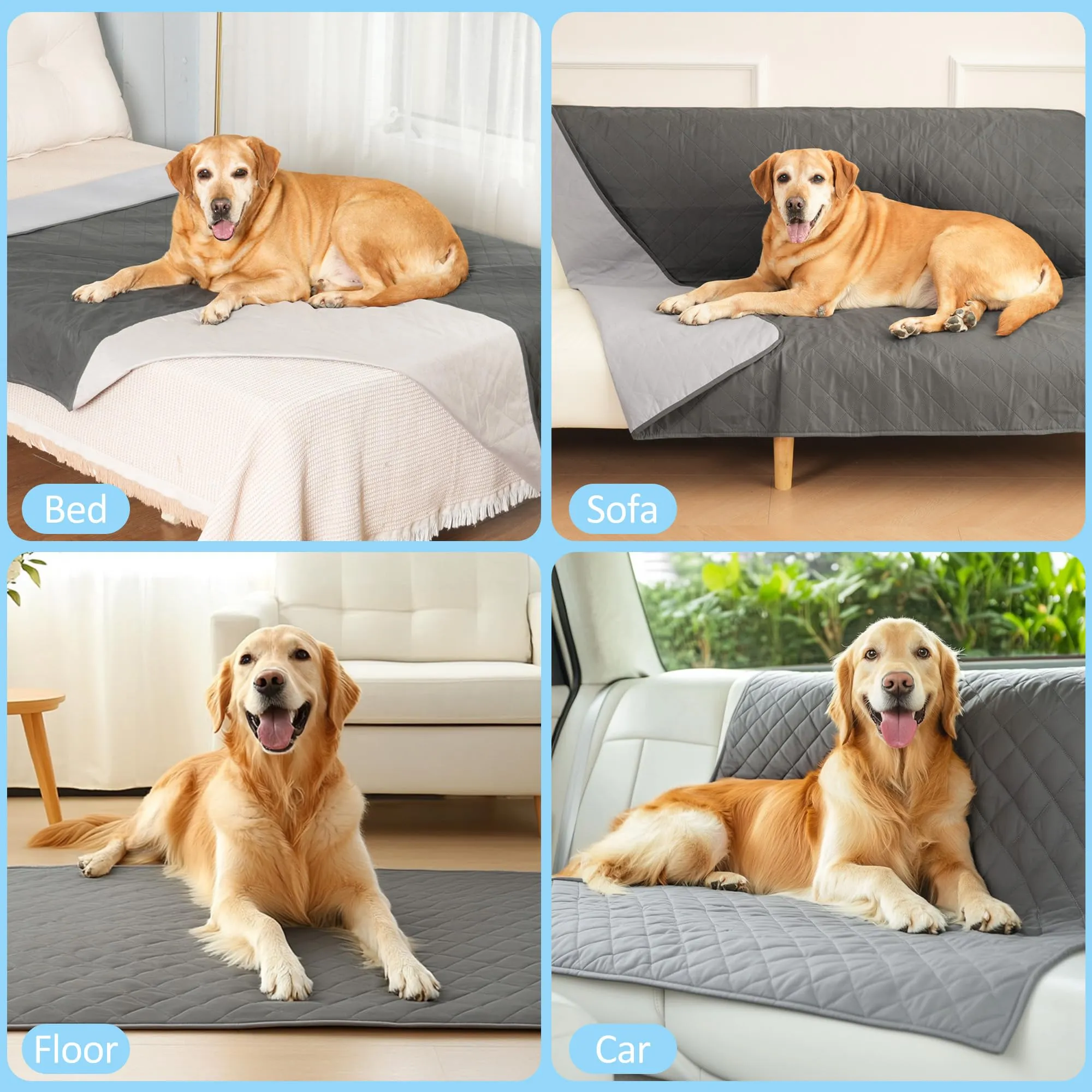 Copridivano e Copriletto Impermeabili per Cani 157 x 127 cm Grigio - immagine 7