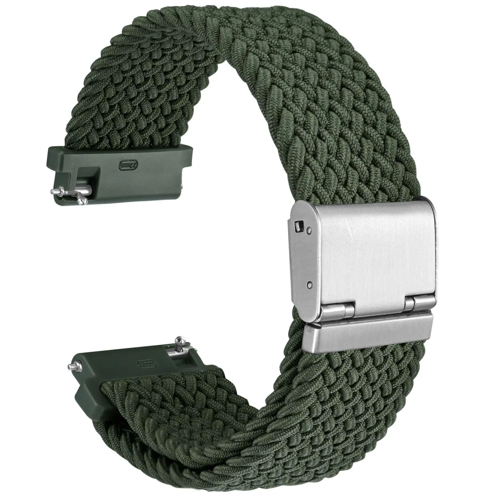 WOCCI 16mm Intrecciato Nylon Cinturino per Orologio da Uomo e da Donna, Regolabile Fibbia Argento (Verde Kaki) - immagine 1