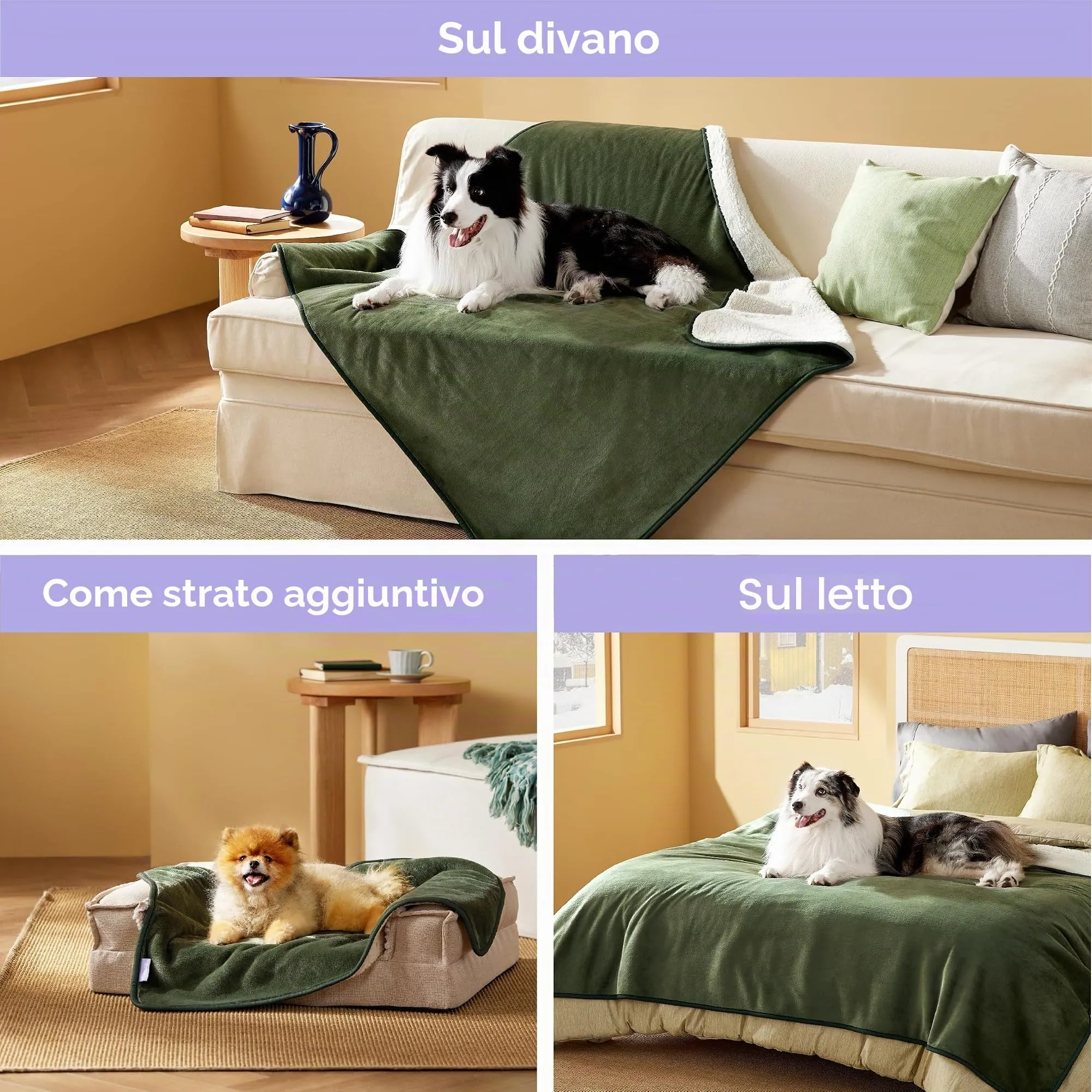 LE SURE Coperta Impermeabile per Cane Lavabile, 100x80 cm Verde Oliva - immagine 6