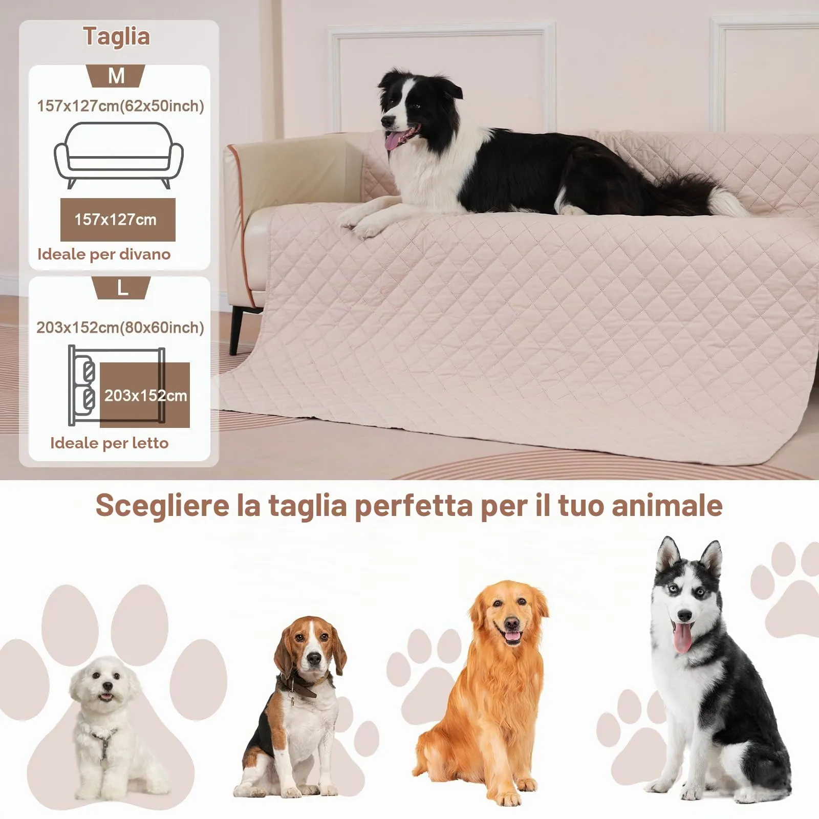 Copridivano e Copriletto Impermeabili per Cani 157 x 127 cm - immagine 4