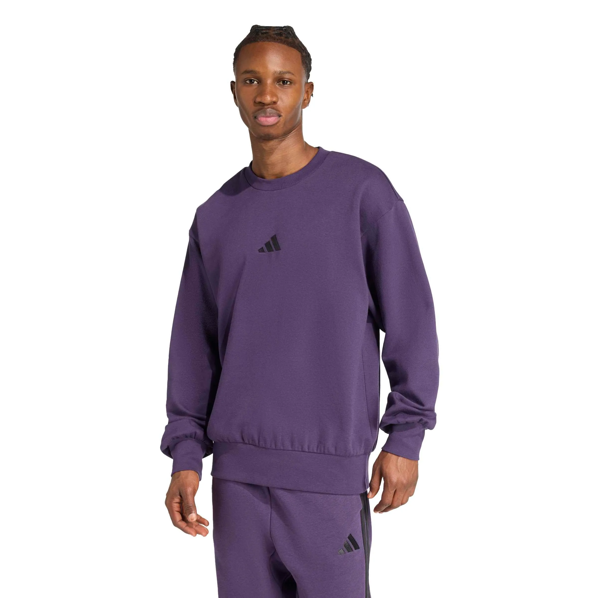 Adidas Uomo Essentials FEELCOZY Fleece Sweatshirt, Aurora Plum/Black, L - immagine 3