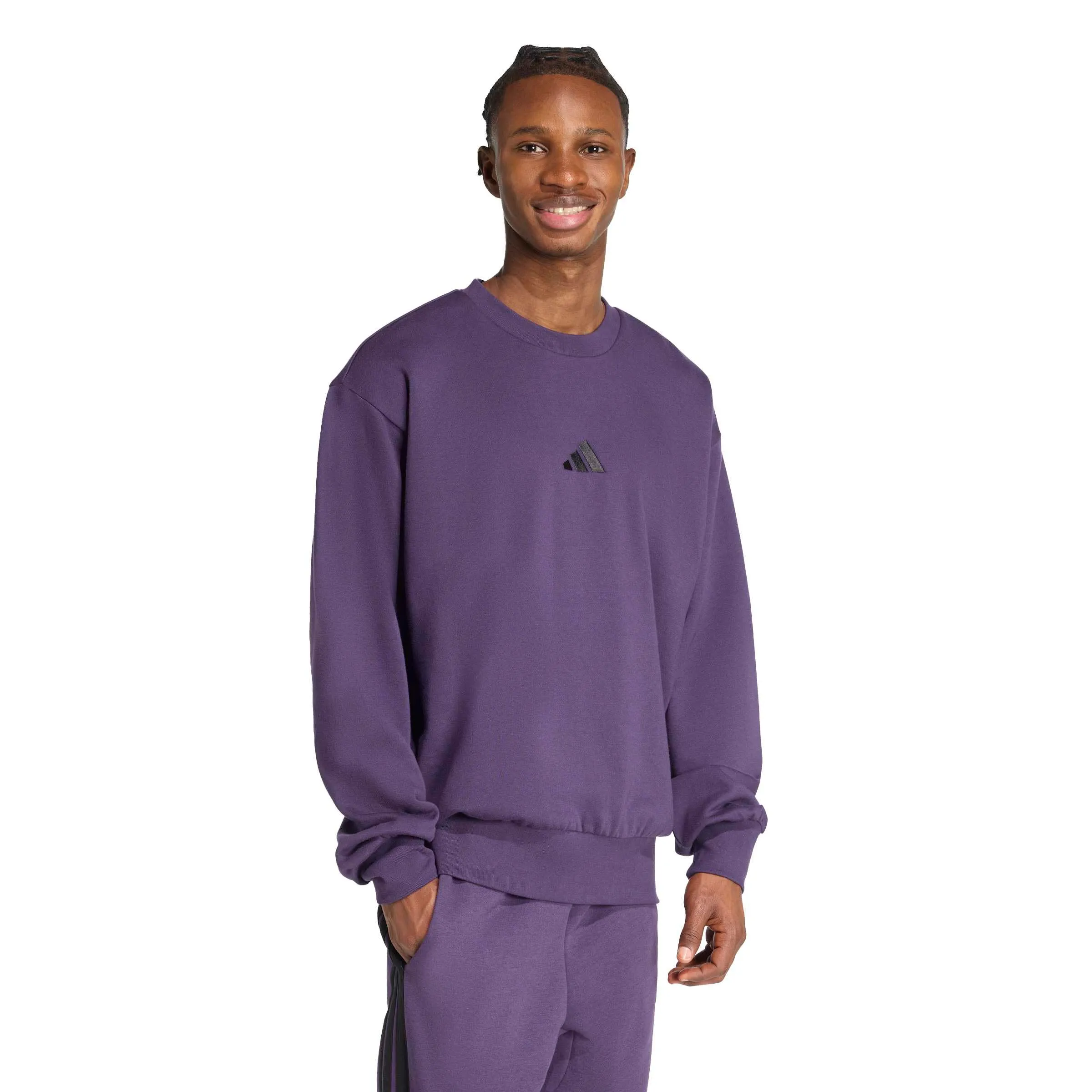 Adidas Uomo Essentials FEELCOZY Fleece Sweatshirt, Aurora Plum/Black, L - immagine 6