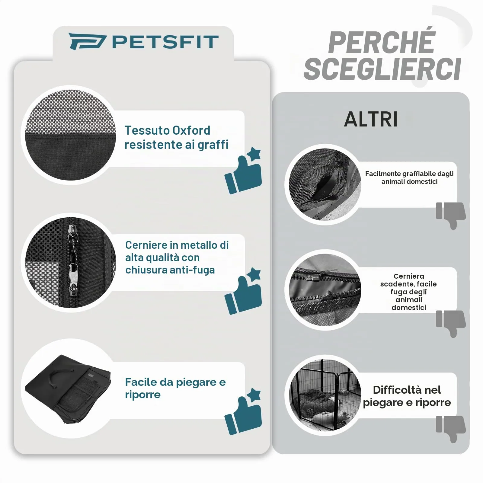 PETSFIT Recinto per Cani e Gatti pieghevole e Portatile, Box per Animali con Pavimento impermeabile in Tessuto, Nero, 92 * 84 * 53CM - immagine 6