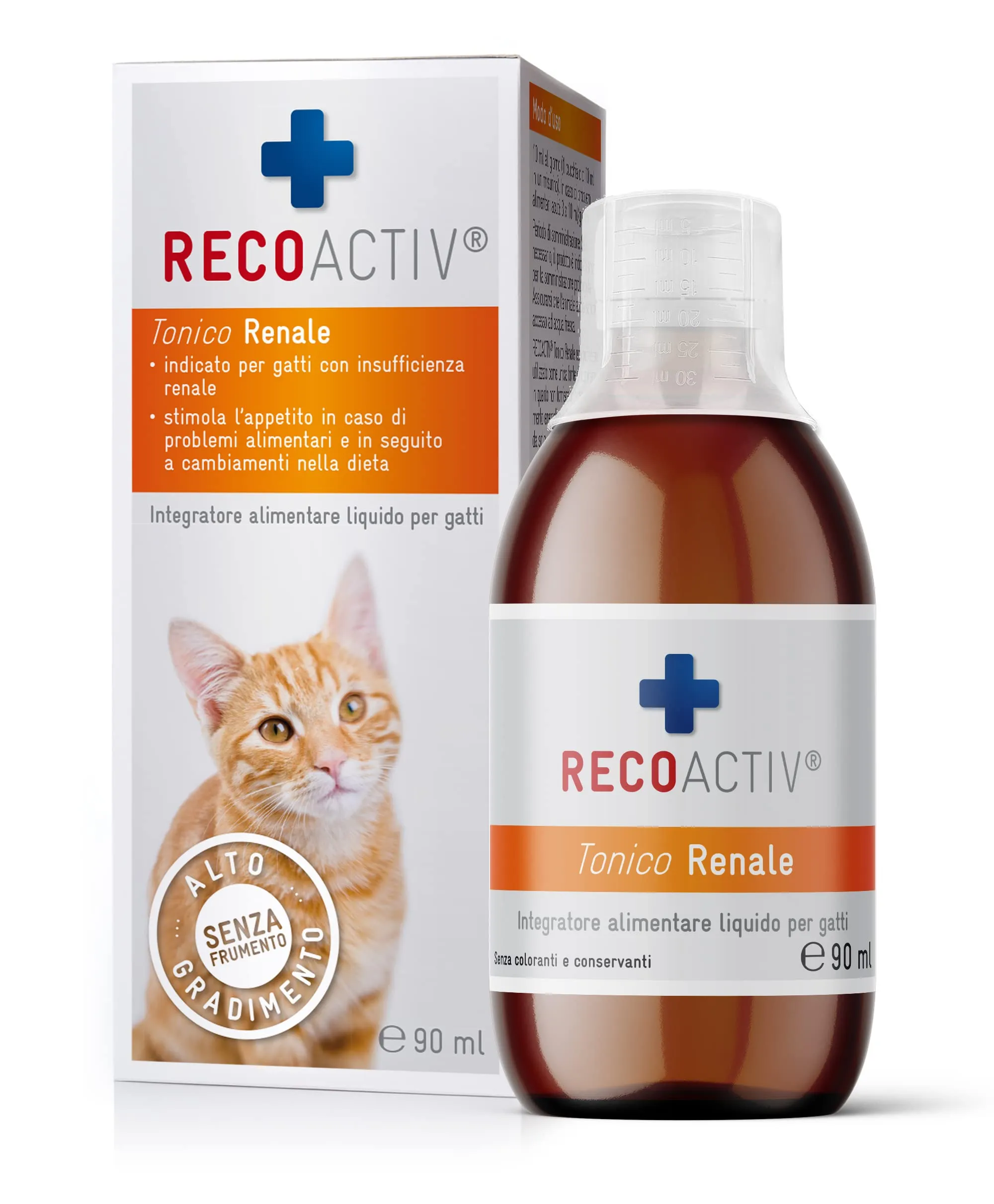 RECOACTIV Tonico Renale per gatti, 1 x 90 ml, integratore alimentare per supportare la convalescenza in caso di primi sintomi di compromissione della funzionalità renale nei gatti o come profilassi - immagine 1