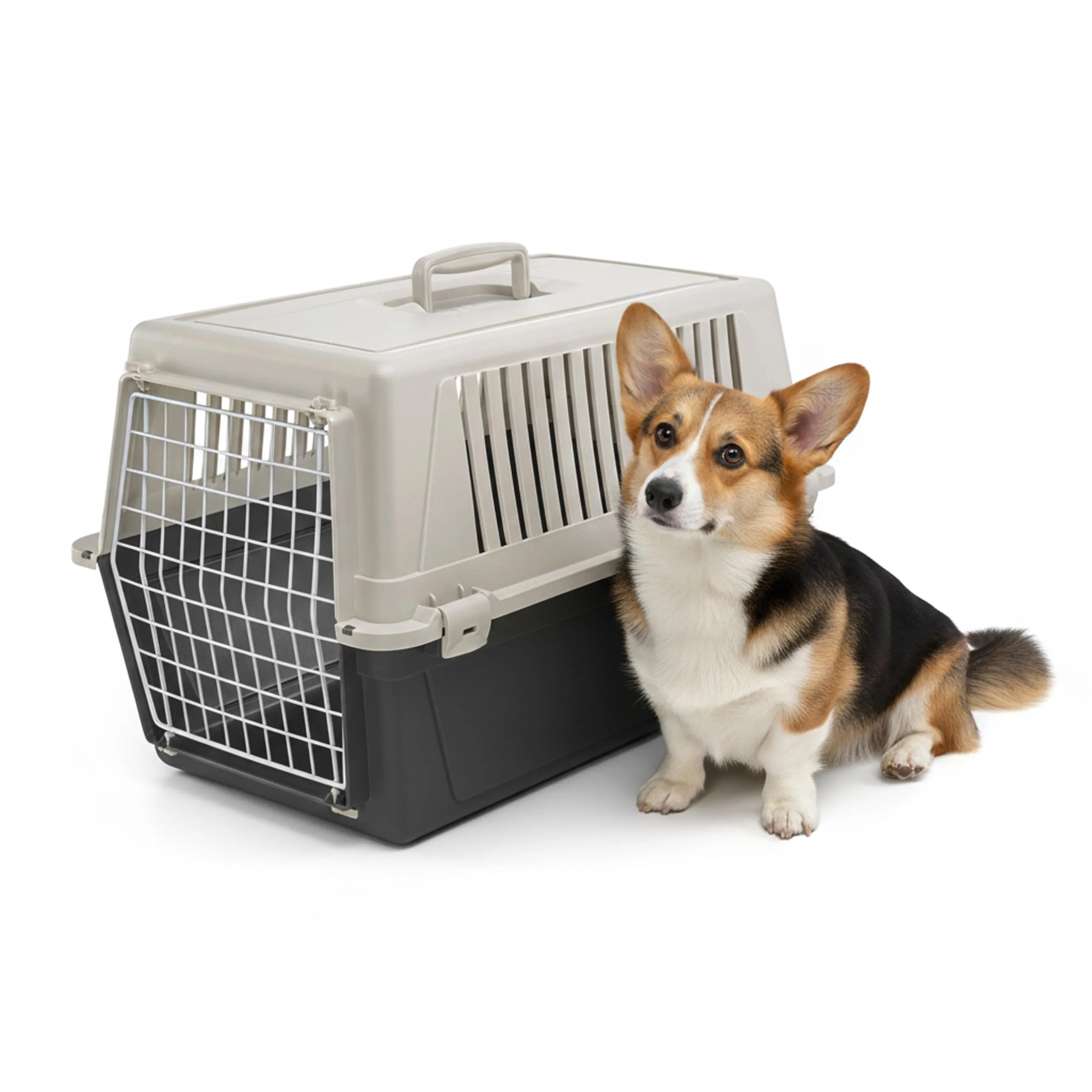 Ferplast Trasportino per Cani e Gatti fino a 15 Kg, Taglia Media, Porta in Ferro Plastificato, Fessure di Aerazione, 40x60x38 cm, Atlas 30 EL Rigido, Nero - immagine 1
