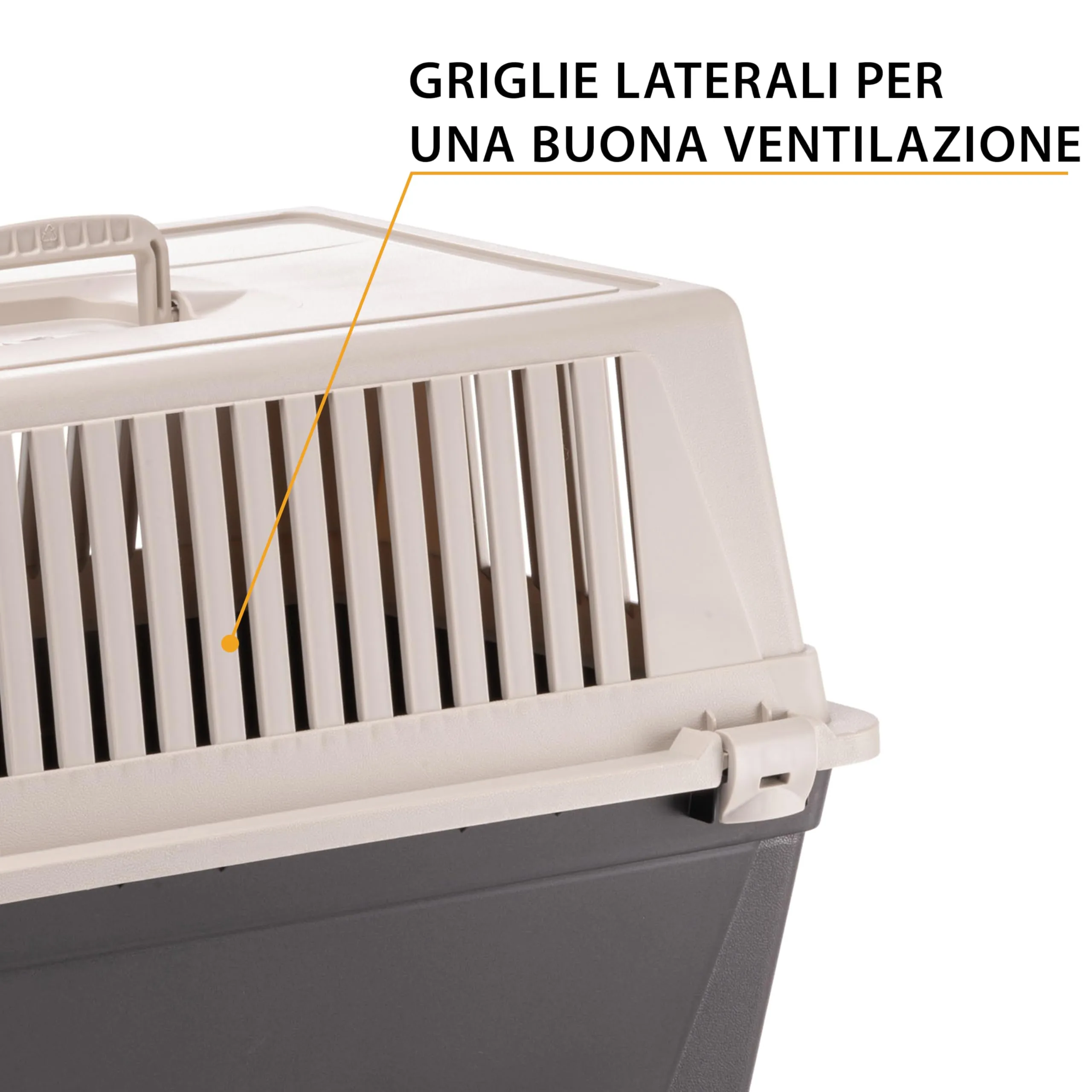 Ferplast Trasportino per Cani e Gatti fino a 15 Kg, Taglia Media, Porta in Ferro Plastificato, Fessure di Aerazione, 40x60x38 cm, Atlas 30 EL Rigido, Nero - immagine 6