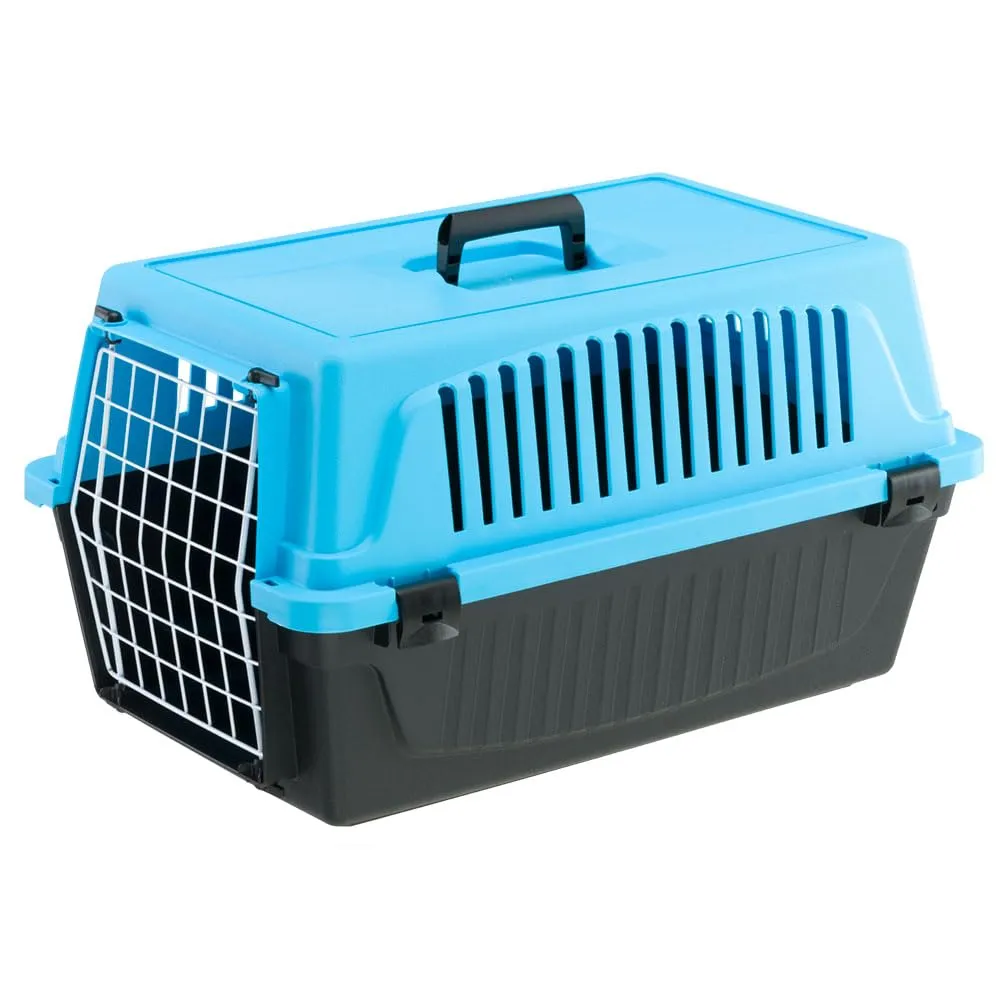Ferplast Trasportino Rigido per Cani Piccola Taglia e Gatti Atlas 20 El, Box per Trasporto di Animali, Plastica Robusta, Porta in Acciaio Plasticato, Griglie per L'Aerazione, 37 X 58 X 32 cm Azzurro - immagine 1