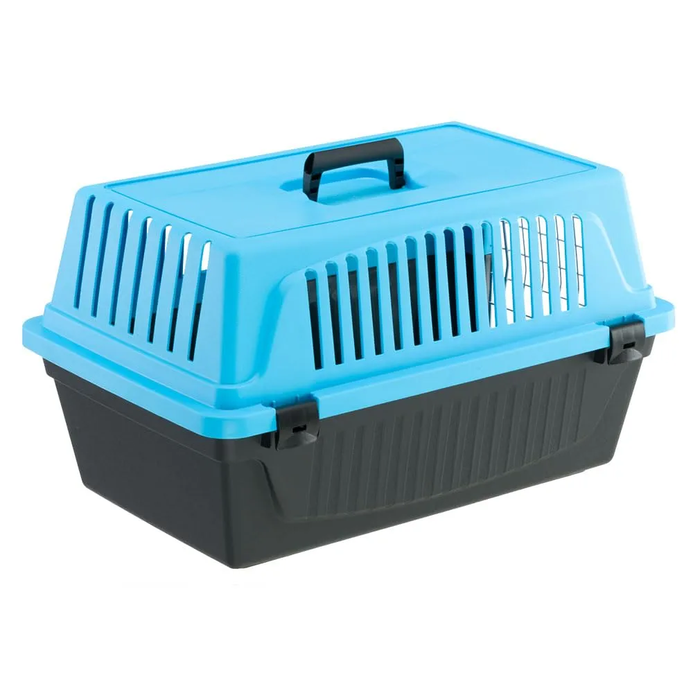 Ferplast Trasportino Rigido per Cani Piccola Taglia e Gatti Atlas 20 El, Box per Trasporto di Animali, Plastica Robusta, Porta in Acciaio Plasticato, Griglie per L'Aerazione, 37 X 58 X 32 cm Azzurro - immagine 6