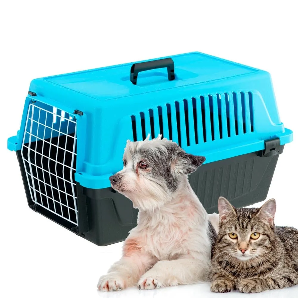 Ferplast Trasportino Rigido per Cani Piccola Taglia e Gatti Atlas 20 El, Box per Trasporto di Animali, Plastica Robusta, Porta in Acciaio Plasticato, Griglie per L'Aerazione, 37 X 58 X 32 cm Azzurro - immagine 7