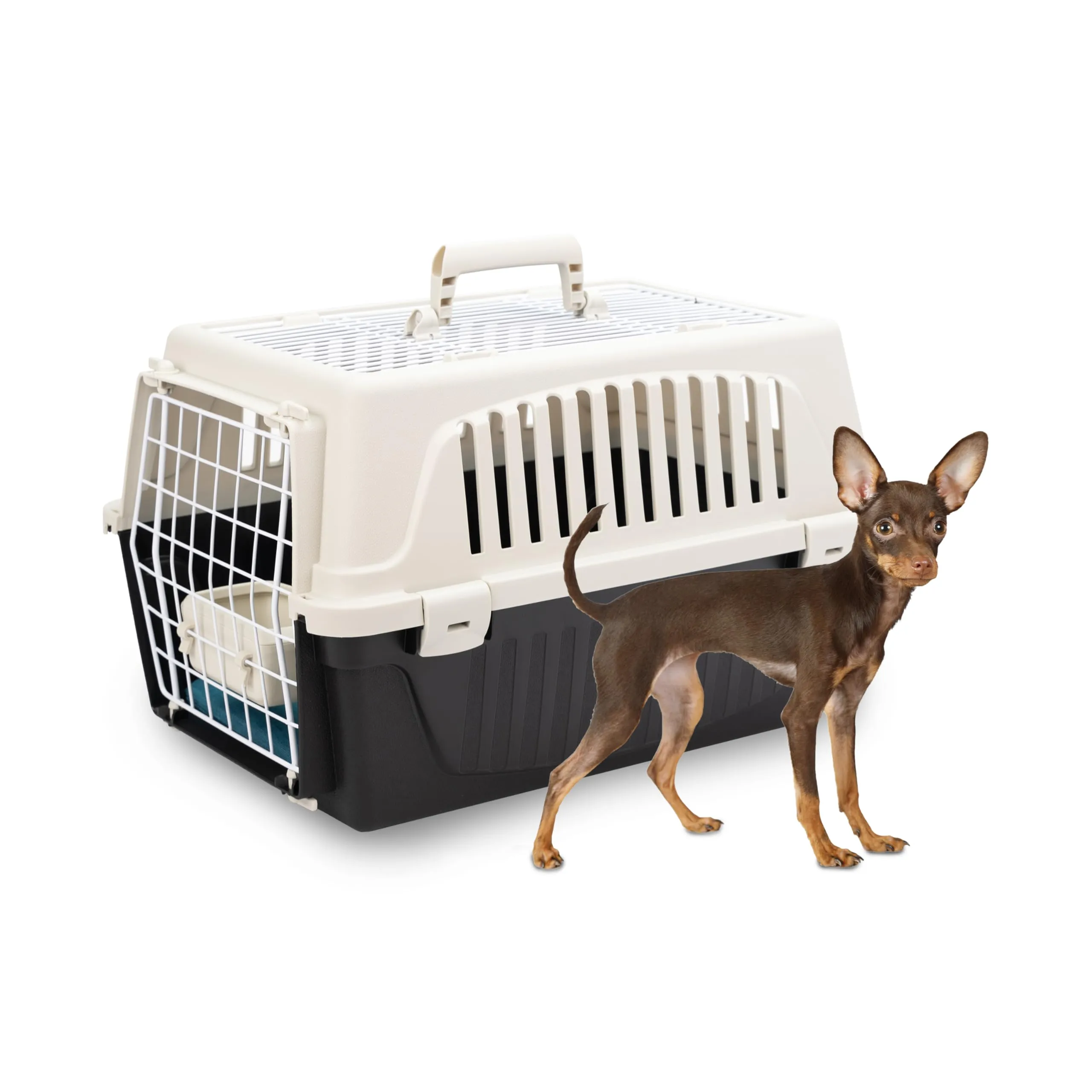 Ferplast Trasportino Gatto, Trasportino Cane Taglia Piccola, Cani e Gatti max 5 Kg, Tetto Apribile, con Cuscino e Ciotola inclusi 32,5 x 48 x h 29 cm, ATLAS 10 OPEN Trasportino Rigido, - immagine 1