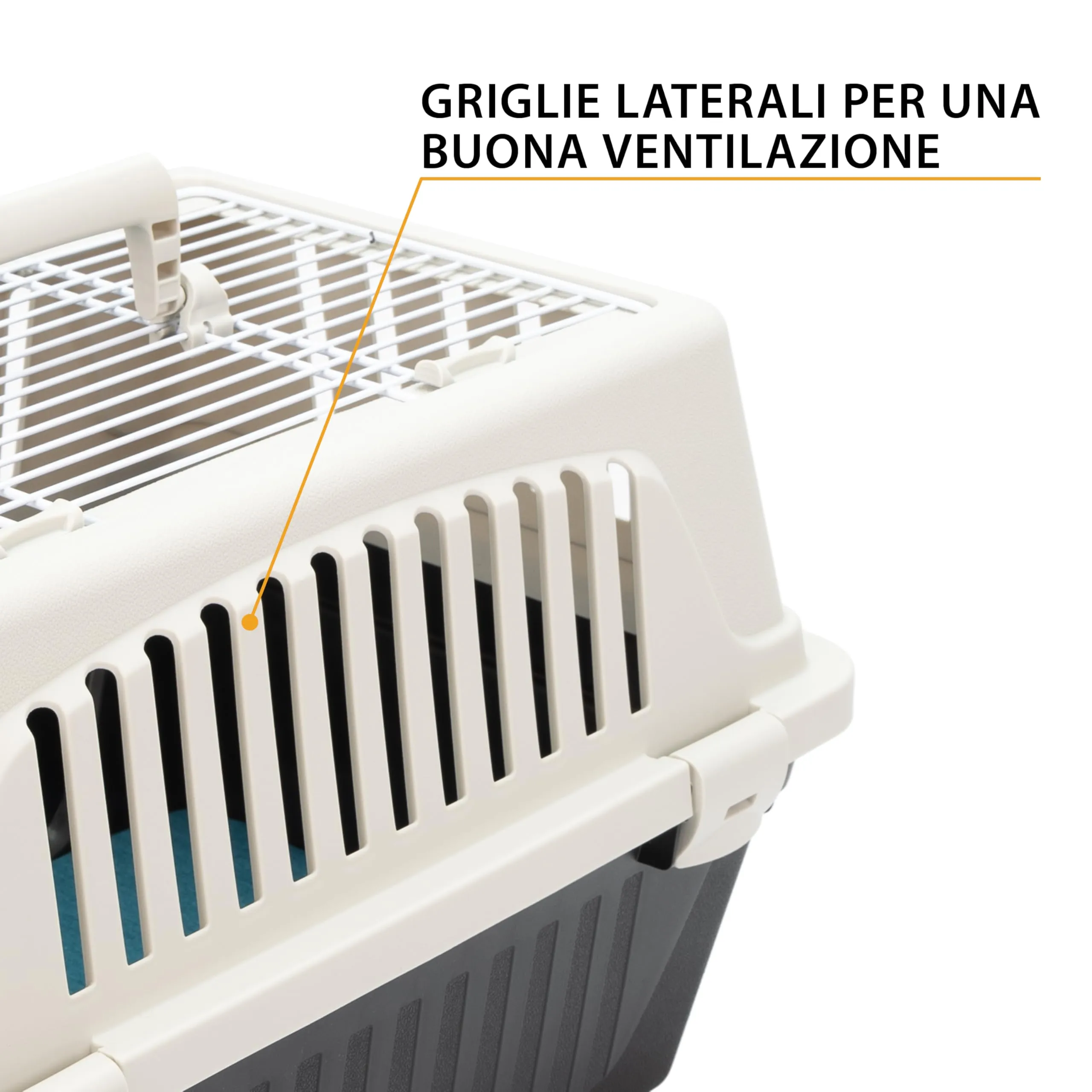 Ferplast Trasportino Cani Piccoli Trasportino Gatti max 12 Kg ATLAS 30 OPEN con Cuscino e Ciotola, Tetto Apribile, 40 x 60 x h 38 cm - immagine 7